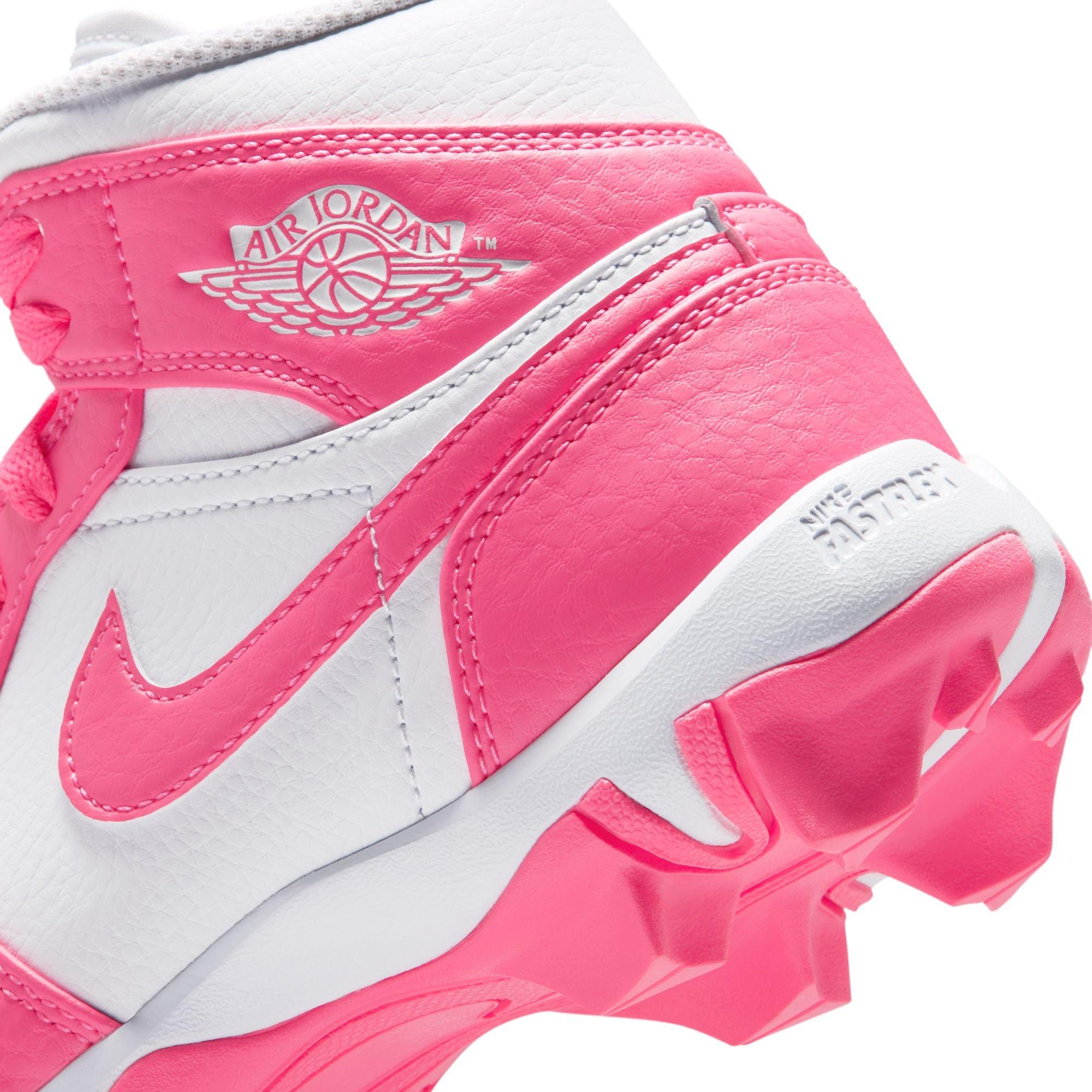 Jordan 1 Mid "White/Digital Pink" Grade School Boys' Baseball Cleat - WHITE/PINK Thumbnail View 11
