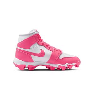 Jordan 1 Mid "White/Digital Pink" Grade School Boys' Baseball Cleat