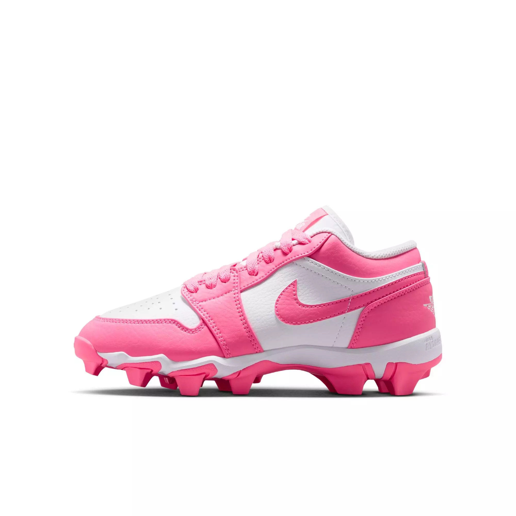 Jordan 1 Low "White/Digital Pink" Grade School Boys' Baseball Cleat - WHITE/PINK