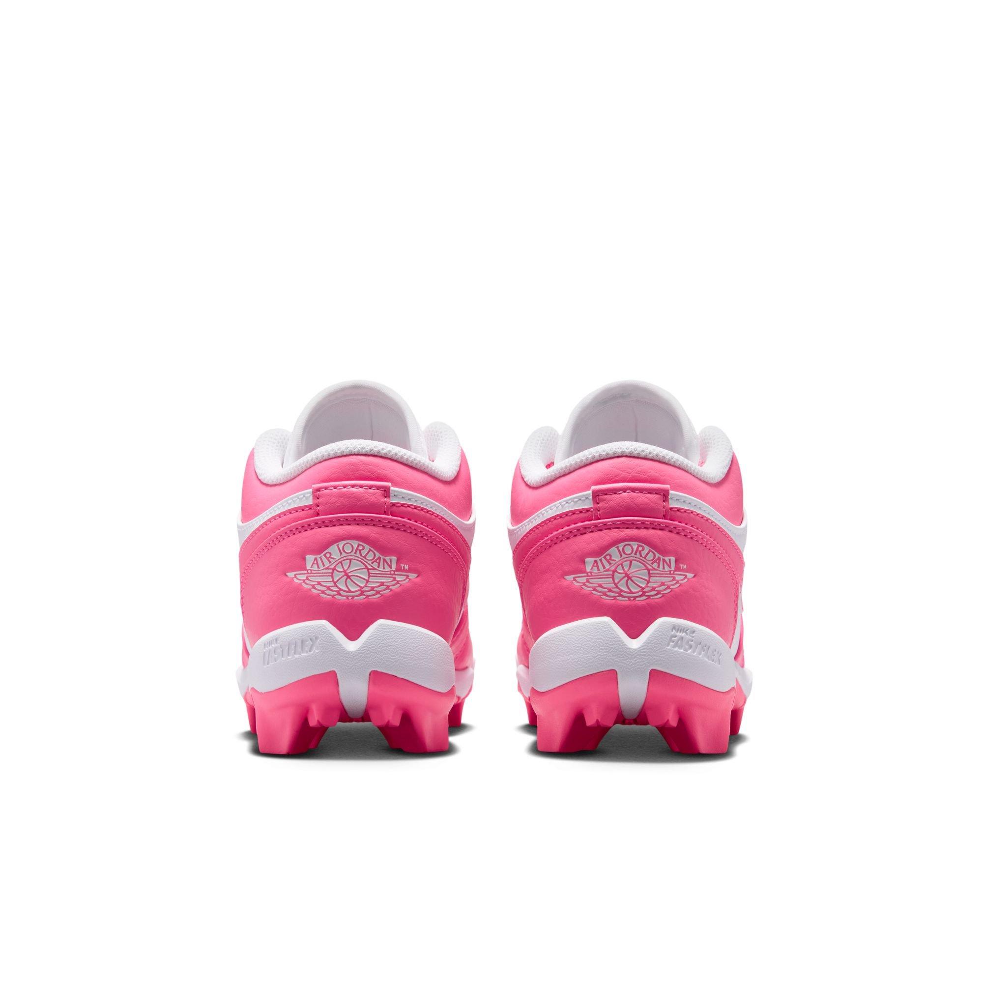 Jordan 1 Low "White/Digital Pink" Grade School Boys' Baseball Cleat - WHITE/PINK Thumbnail View 7