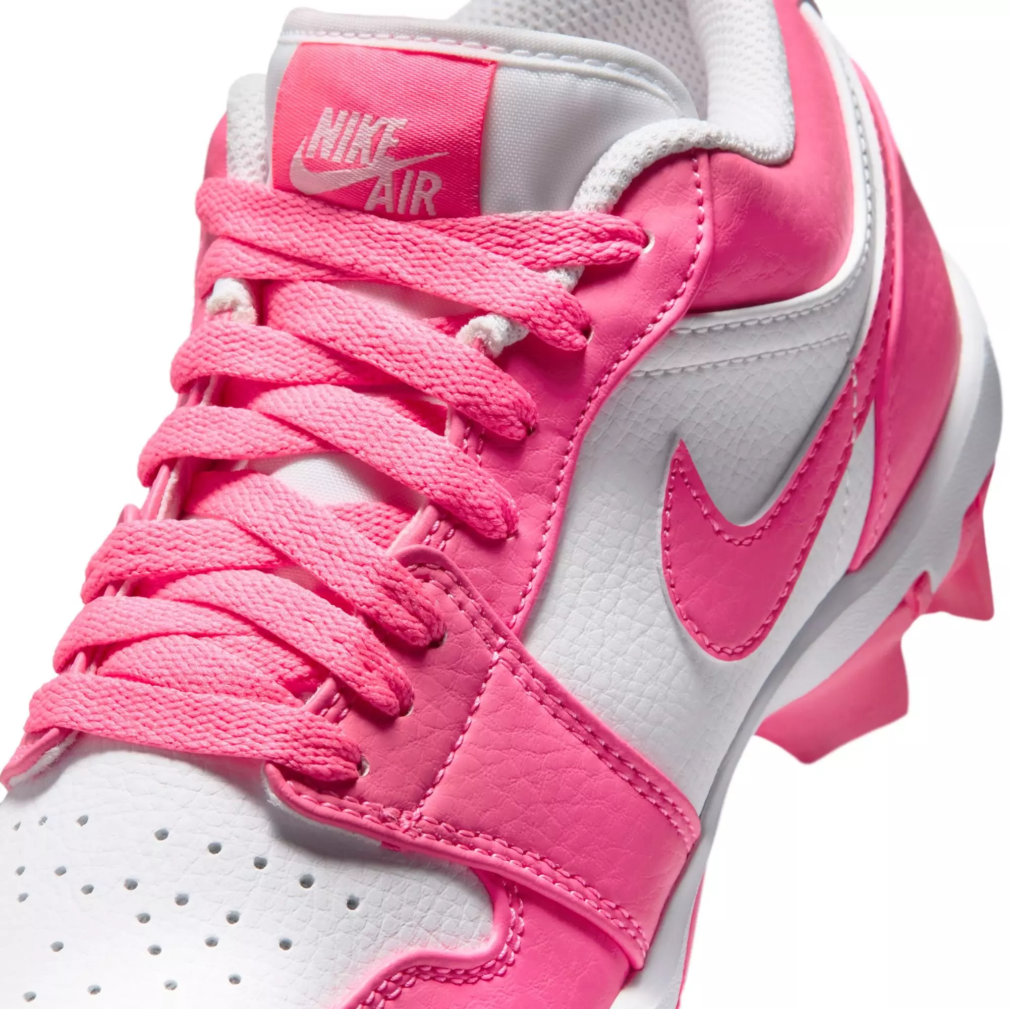 Jordan 1 Low "White/Digital Pink" Grade School Boys' Baseball Cleat - WHITE/PINK