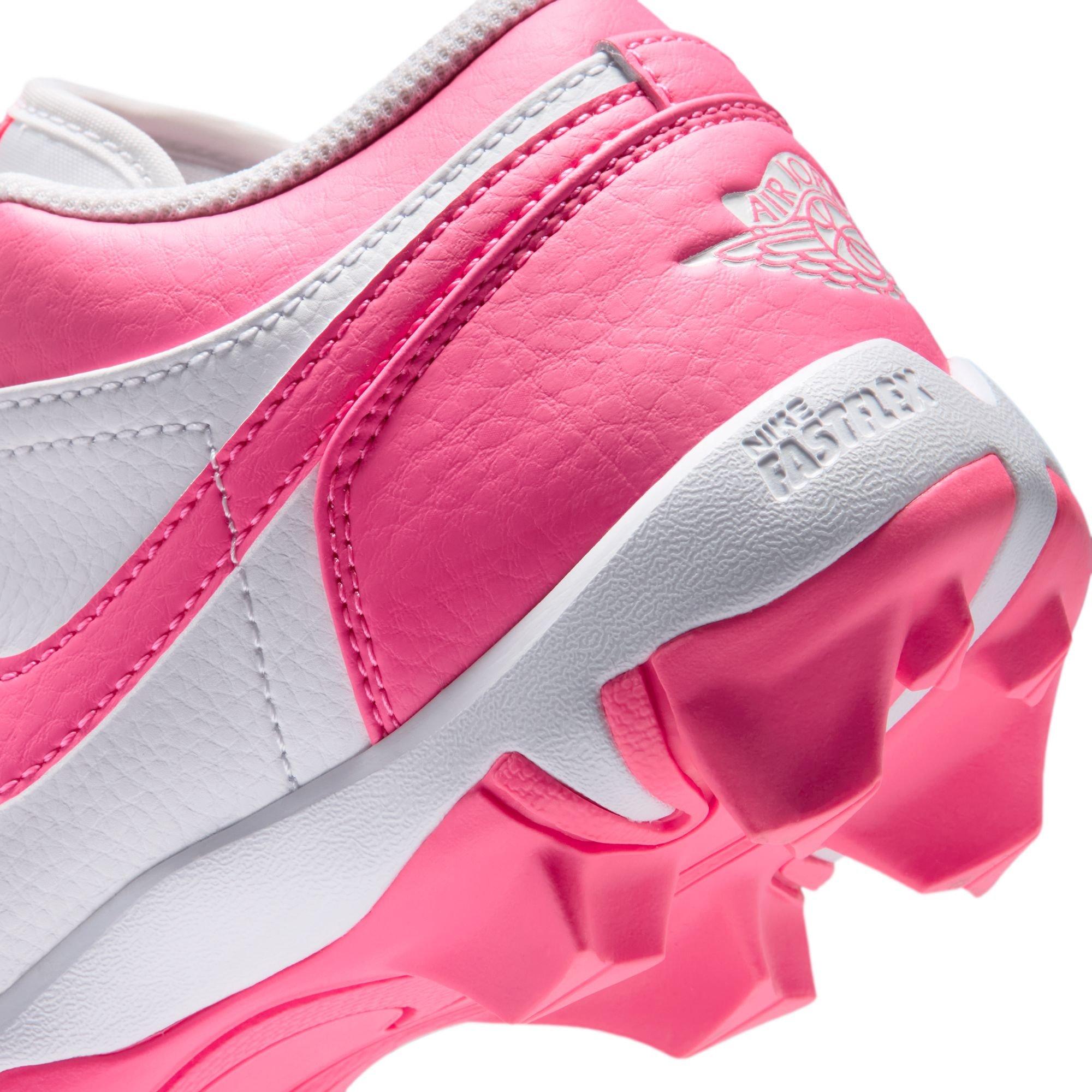 Jordan 1 Low "White/Digital Pink" Grade School Boys' Baseball Cleat - WHITE/PINK Thumbnail View 10