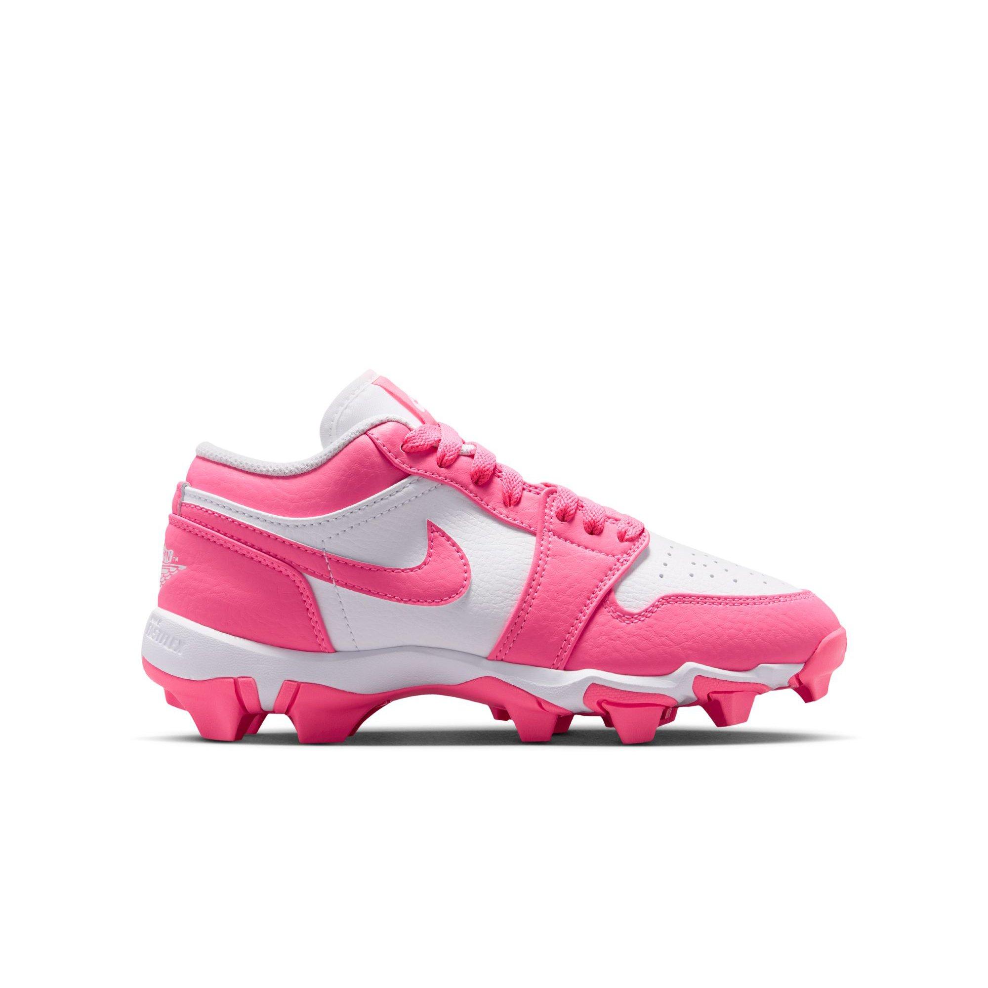 Jordan 1 Low "White/Digital Pink" Grade School Boys' Baseball Cleat - WHITE/PINK Thumbnail View 1