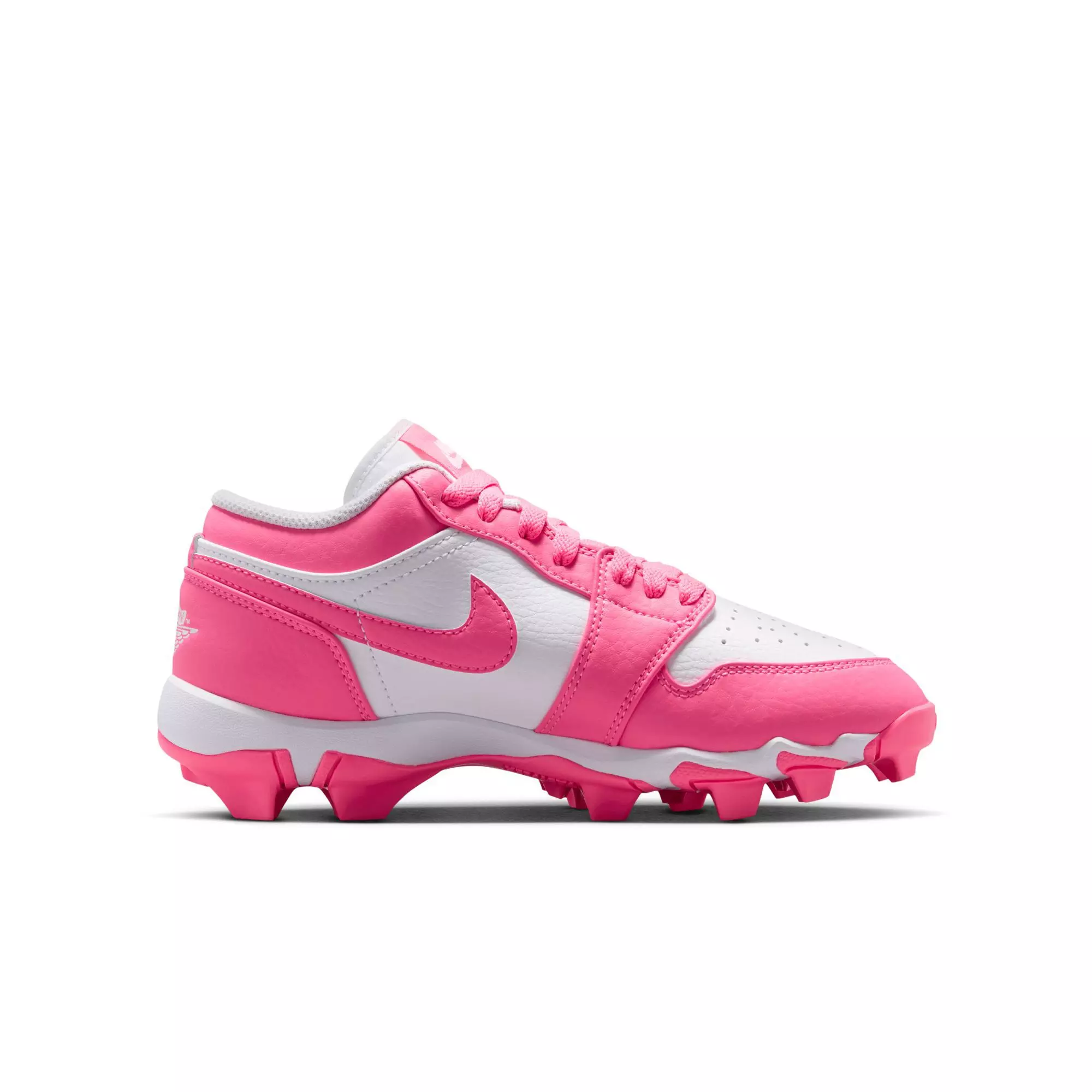 Jordan 1 Low "White/Digital Pink" Grade School Boys' Baseball Cleat - WHITE/PINK