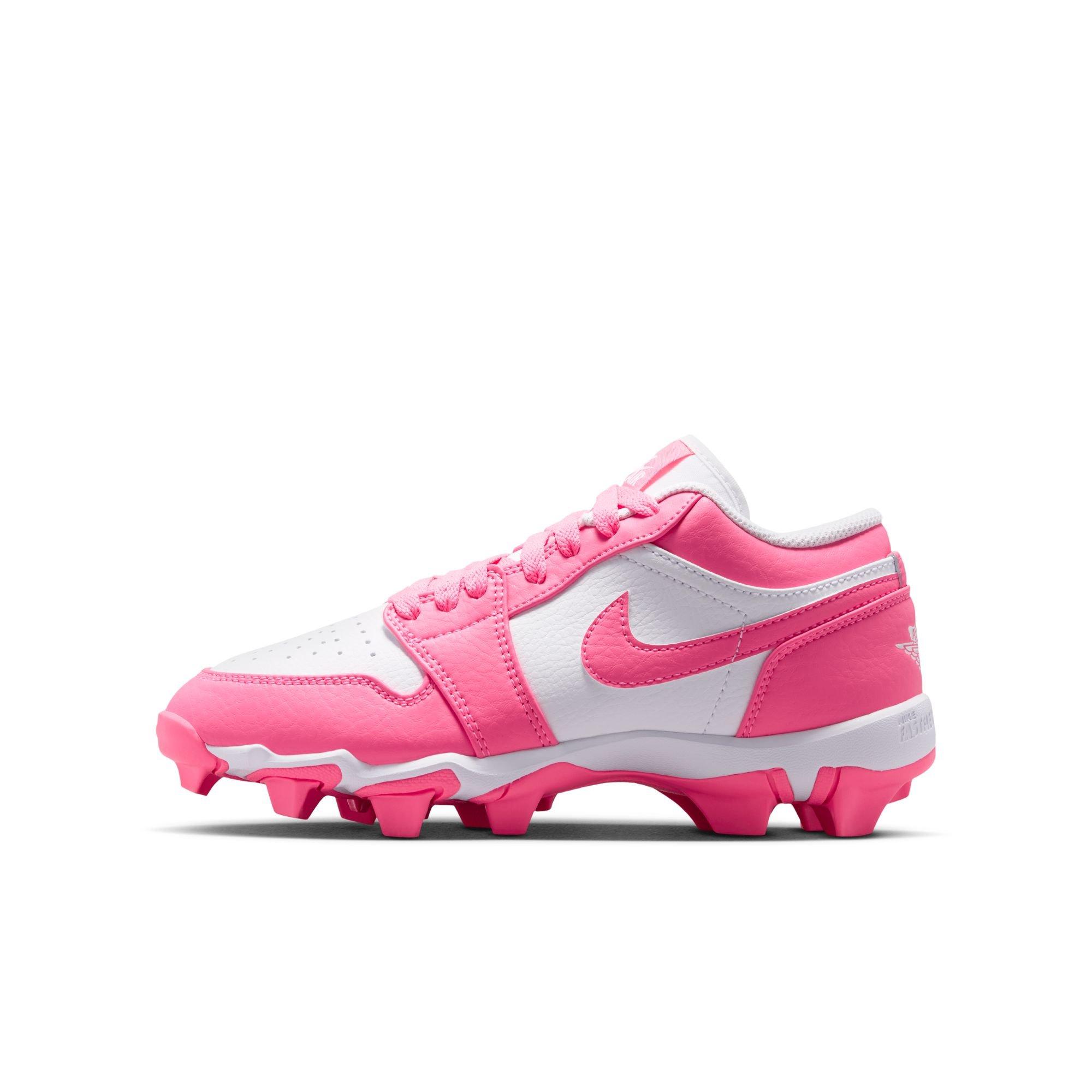 Jordan 1 Low "White/Digital Pink" Preschool Boys' Baseball Cleat - WHITE/PINK Thumbnail View 3