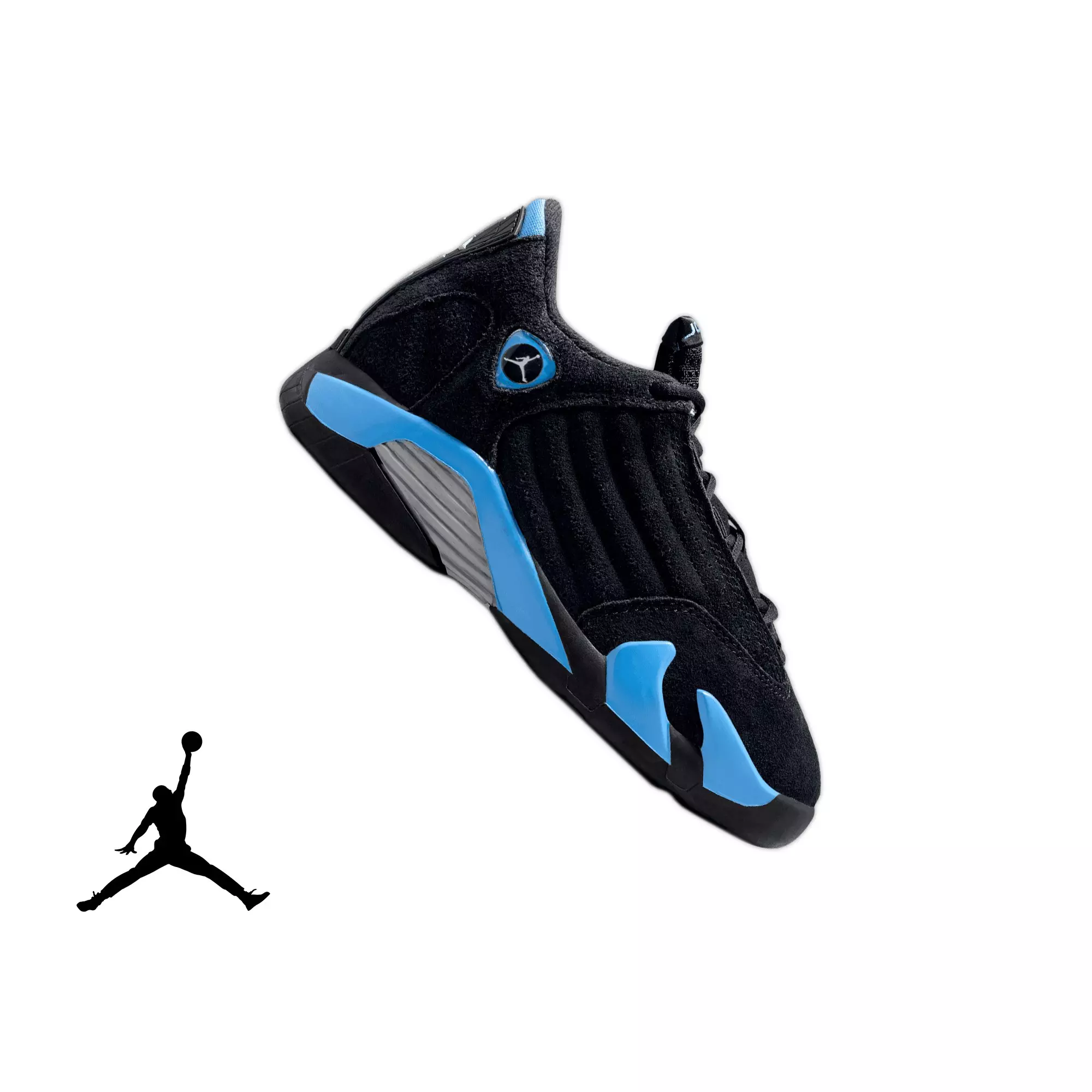 Jordan 14 Retro "University Blue" Preschool Kids' Shoe - BLACK/UNIVERSITY BLUE
