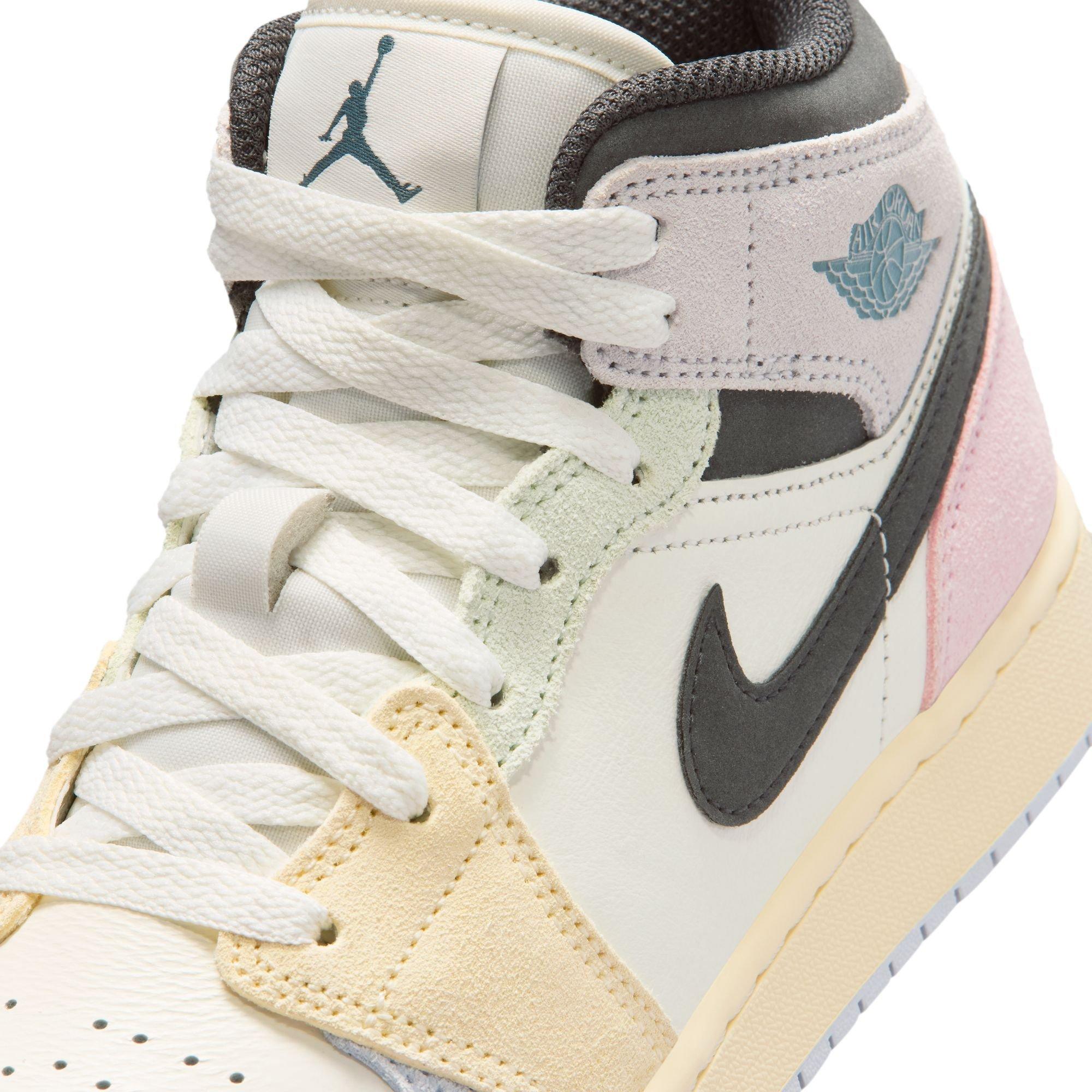 Jordan 1 Mid SE Grade School Kids' "Sail/Iced Jade/Anthracite/Jade Aura" Shoe