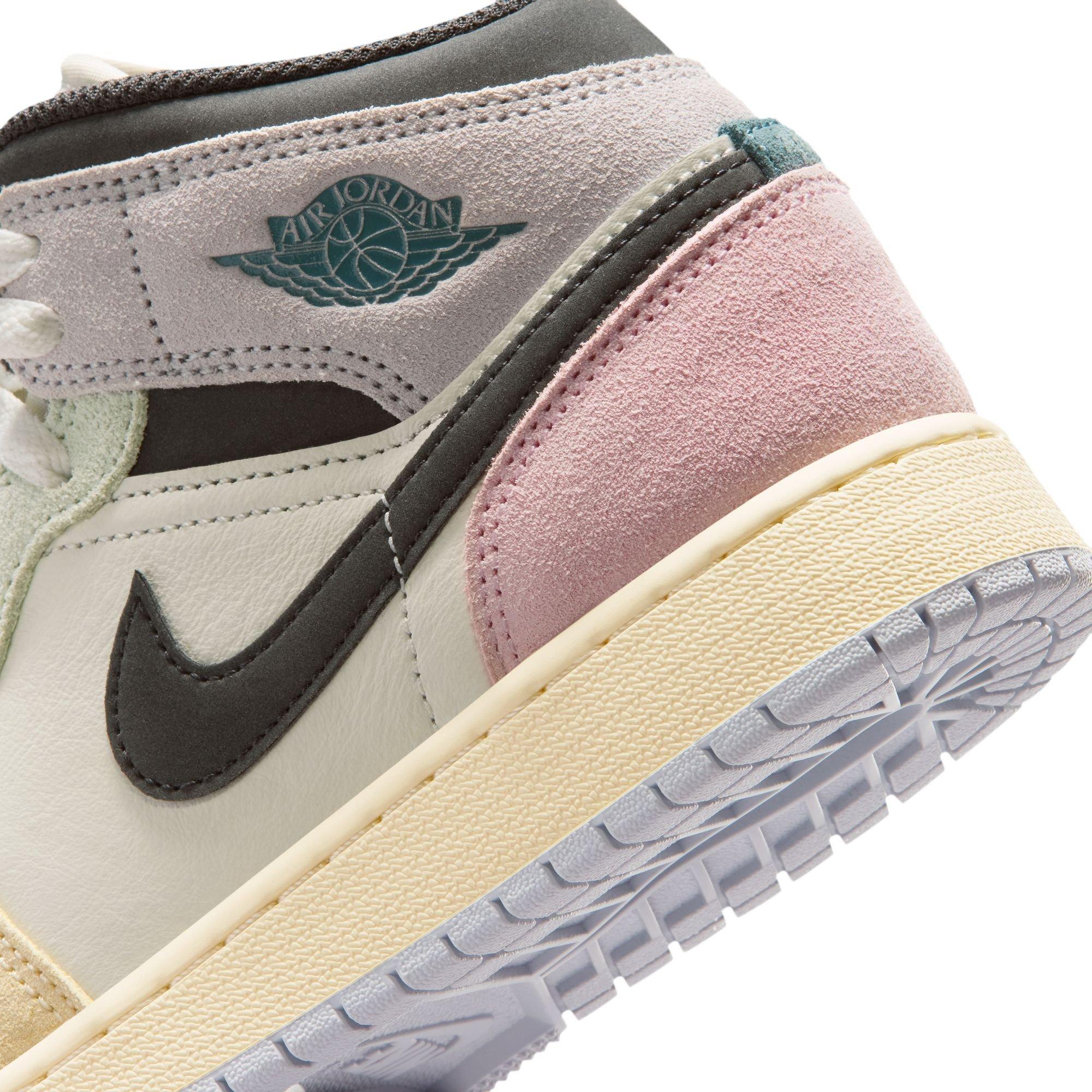 Jordan 1 Mid SE Grade School Kids' "Sail/Iced Jade/Anthracite/Jade Aura" Shoe