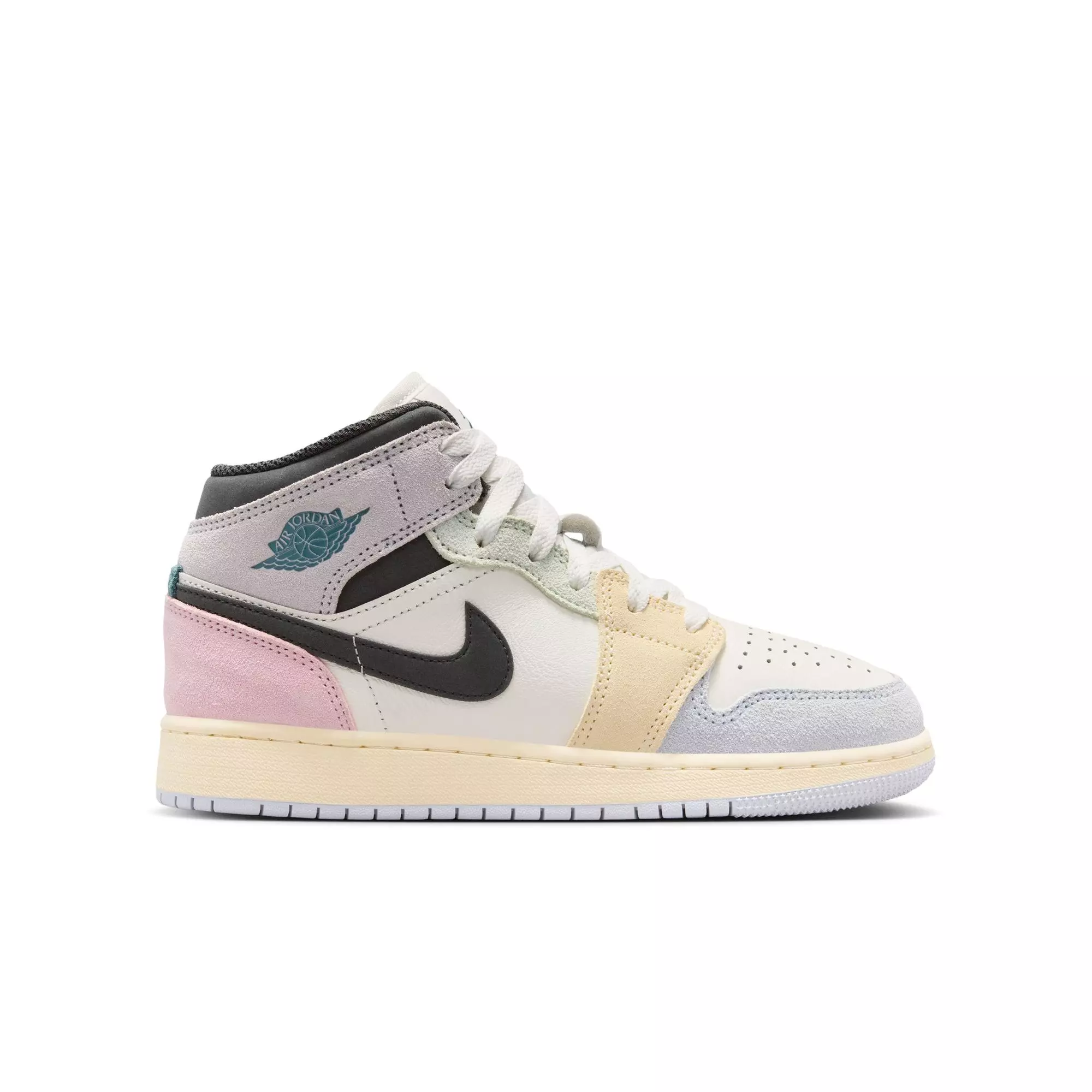 Jordan 1 Mid SE "Sail/Iced Jade/Anthracite/Jade Aura" Grade School Boys' Shoe - MULTI-COLOR