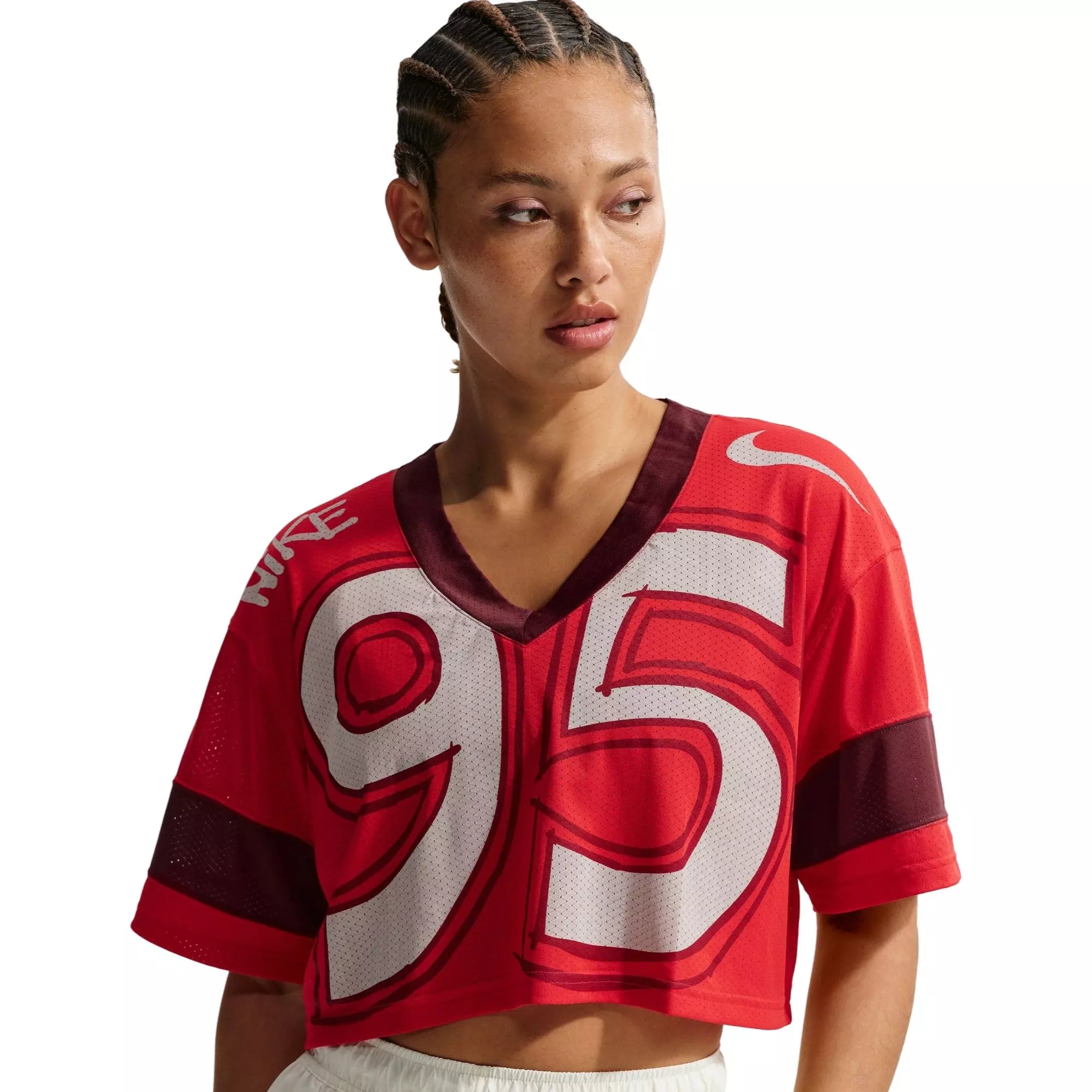 Nike Women's Sportswear Oversized Cropped Jersey - RED