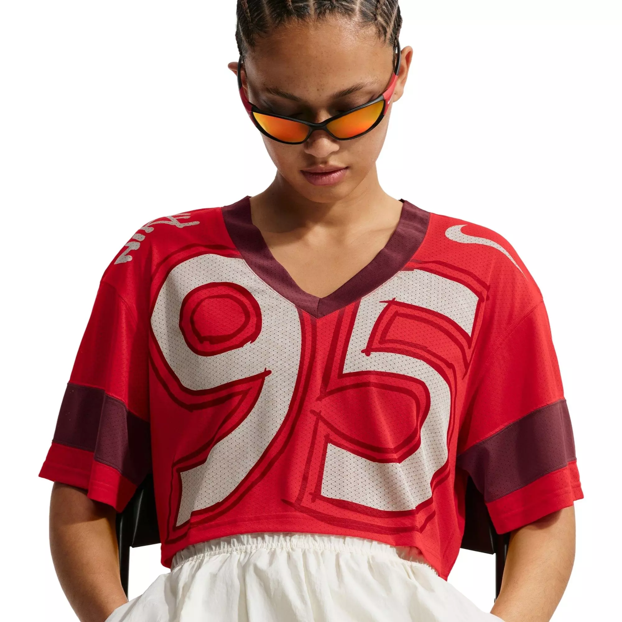 Nike Women's Sportswear Oversized Cropped Jersey - RED