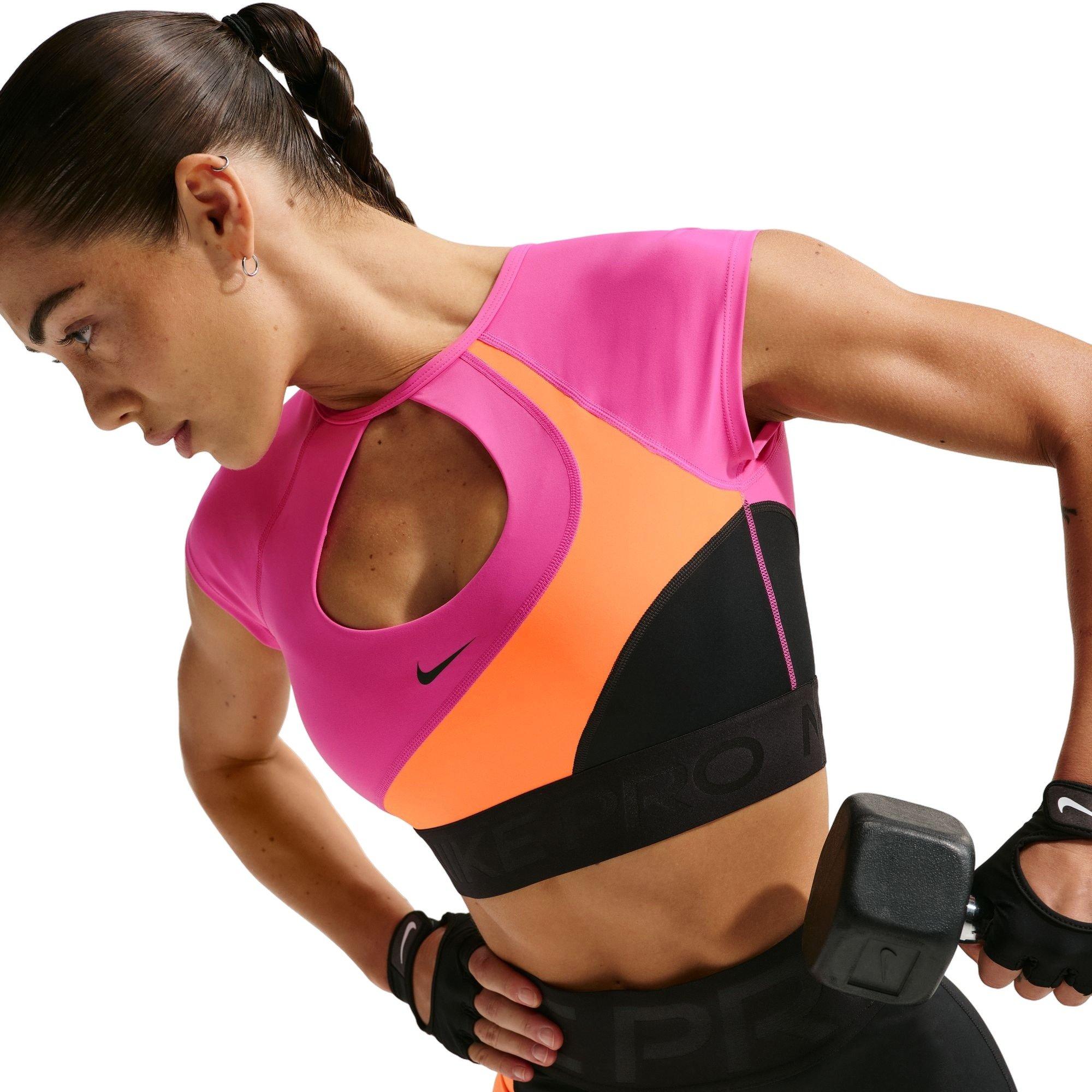 Nike Women's Pro Sculpt Padded Short-Sleeve Sports Bra - Orange/Black - ORANGE/BLACK Thumbnail View 3
