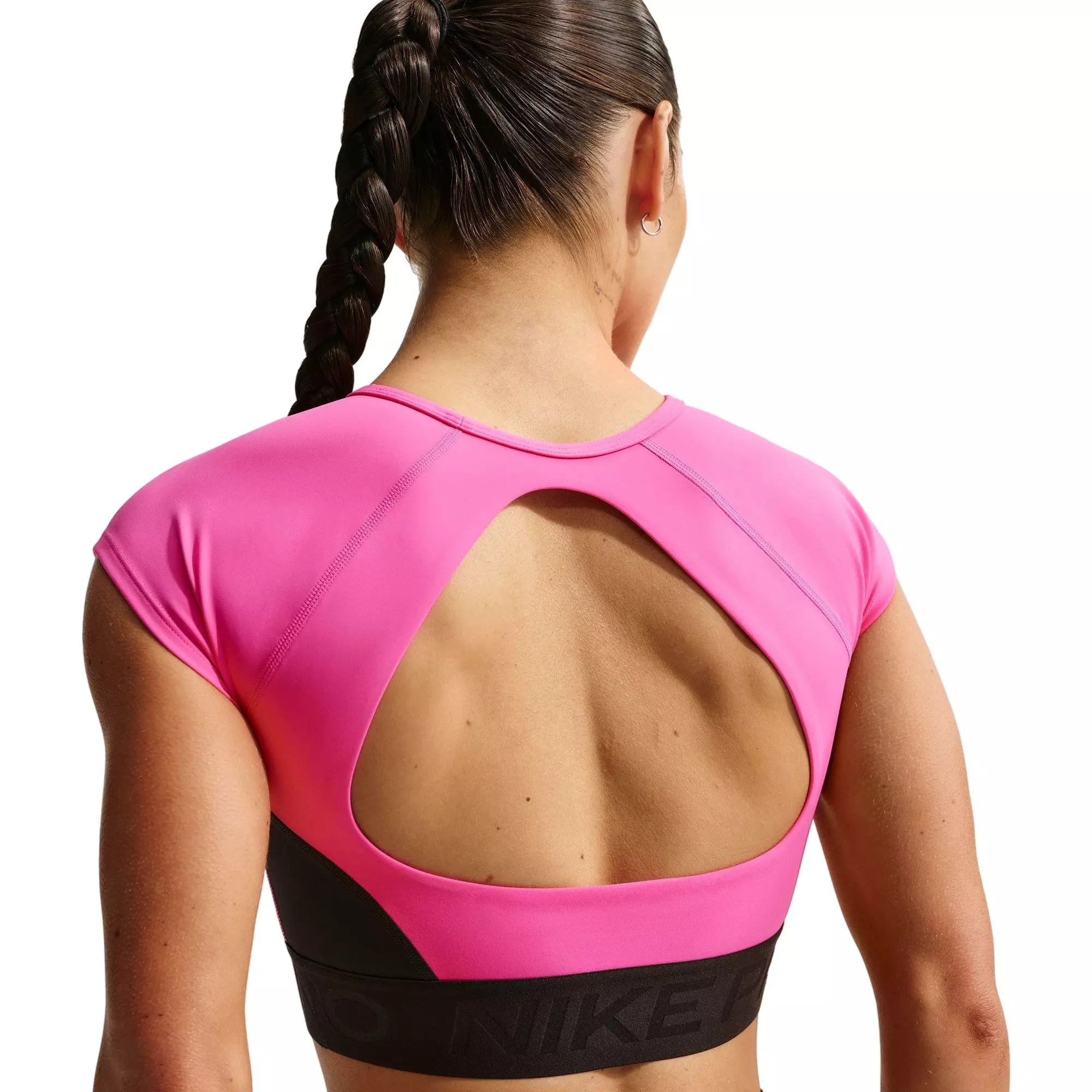 Nike Women's Pro Sculpt Padded Short-Sleeve Sports Bra-Orange/Black - ORANGE/BLACK