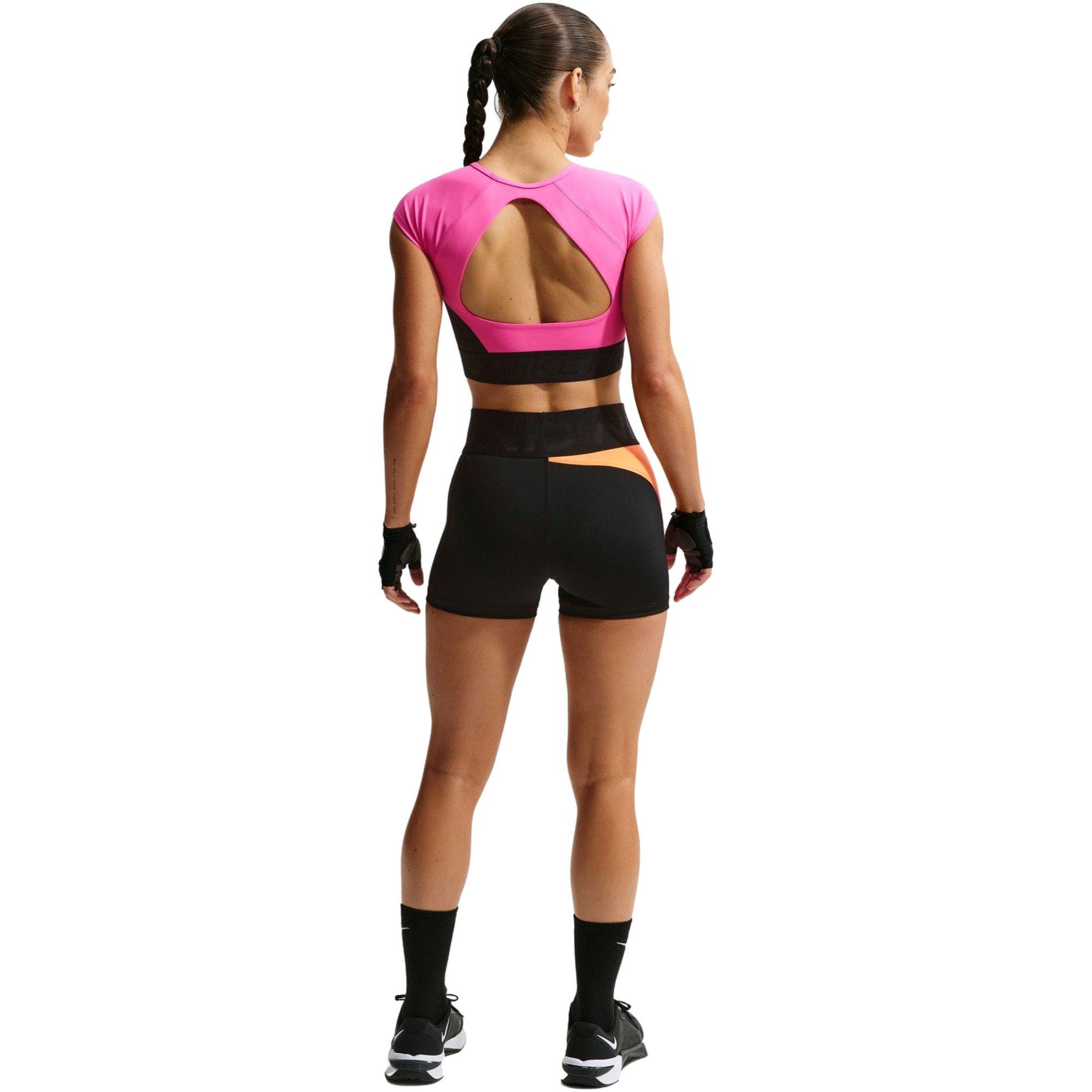 Nike Women's Pro Sculpt High-Waisted 3" Biker Shorts-Black/Orange - BLACK/ORANGE Thumbnail View 2
