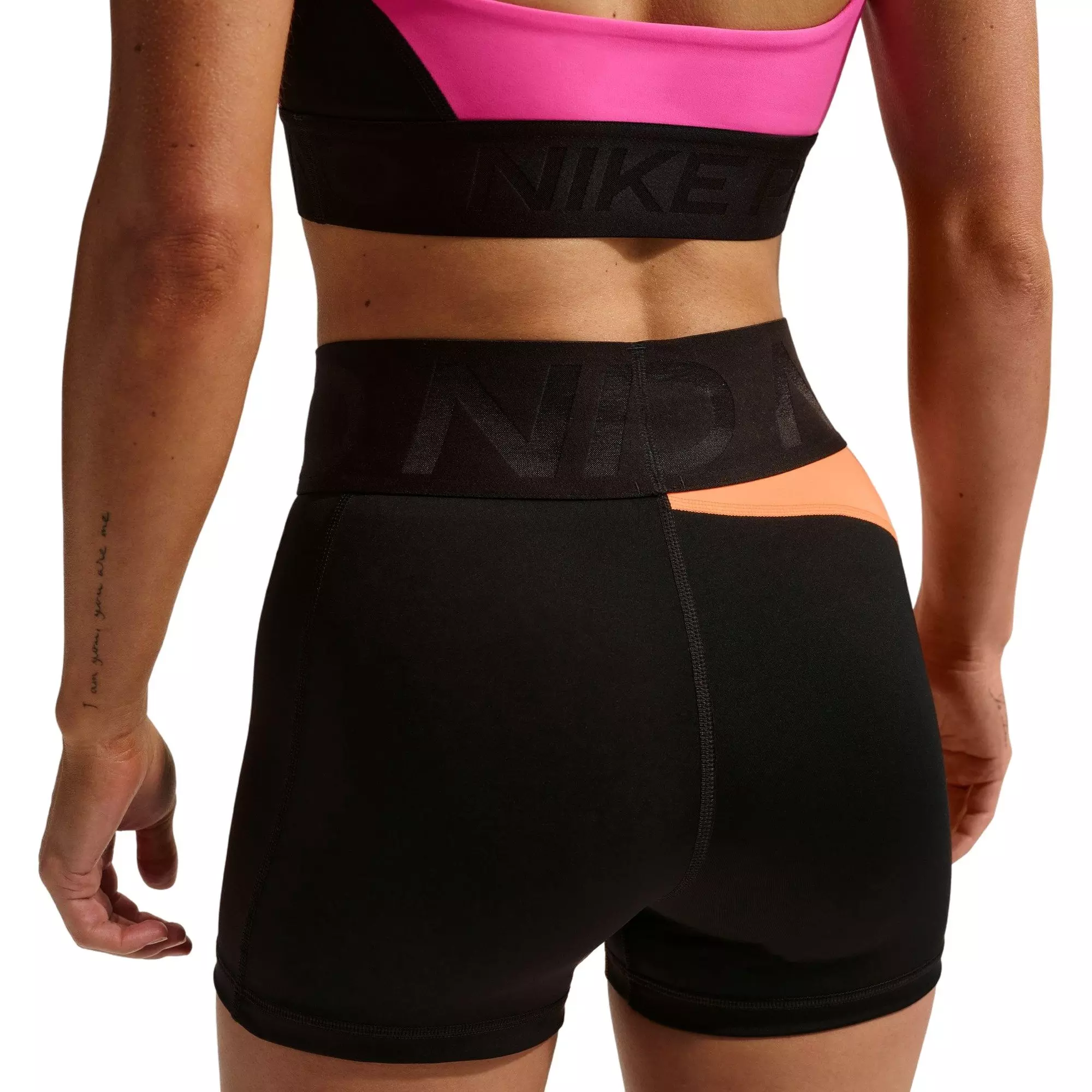 Nike Women's Pro Sculpt High-Waisted 3" Biker Shorts - Black/Orange - BLACK/ORANGE
