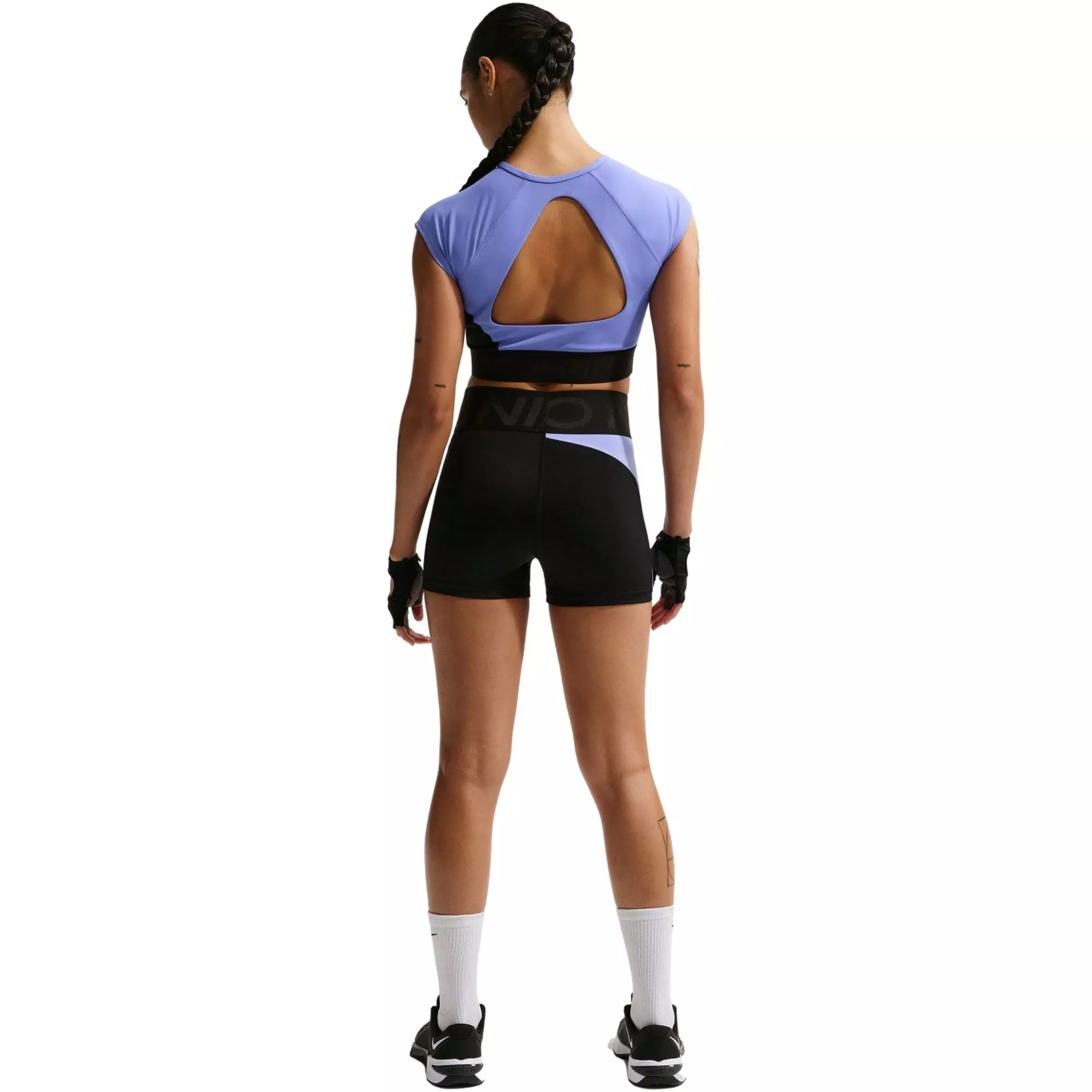 Nike Women's Pro Sculpt High-Waisted 3" Biker Shorts - BLACK/PURPLE