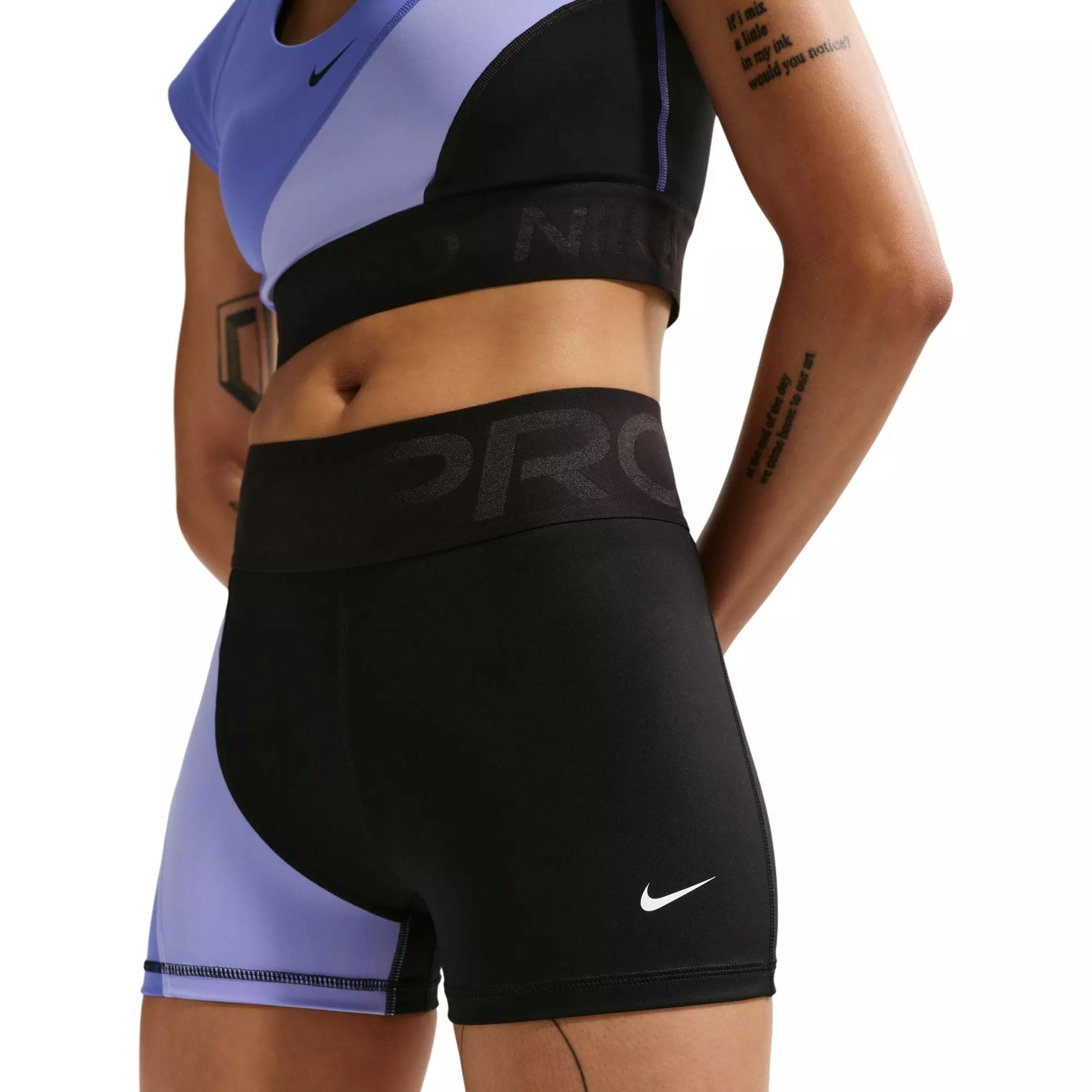 Nike Women's Pro Sculpt High-Waisted 3" Biker Shorts - BLACK/PURPLE