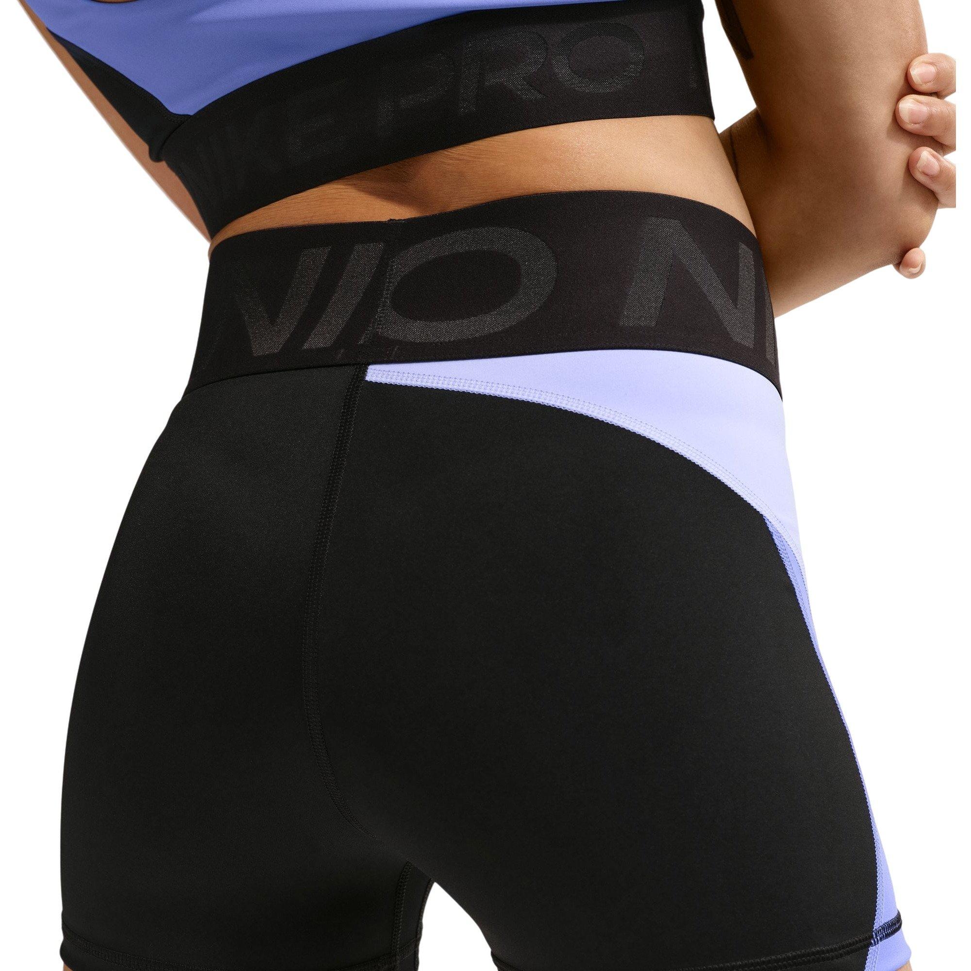 Nike Women's Pro Sculpt High-Waisted 3" Biker Shorts - Black/Purple - BLACK/PURPLE Thumbnail View 4