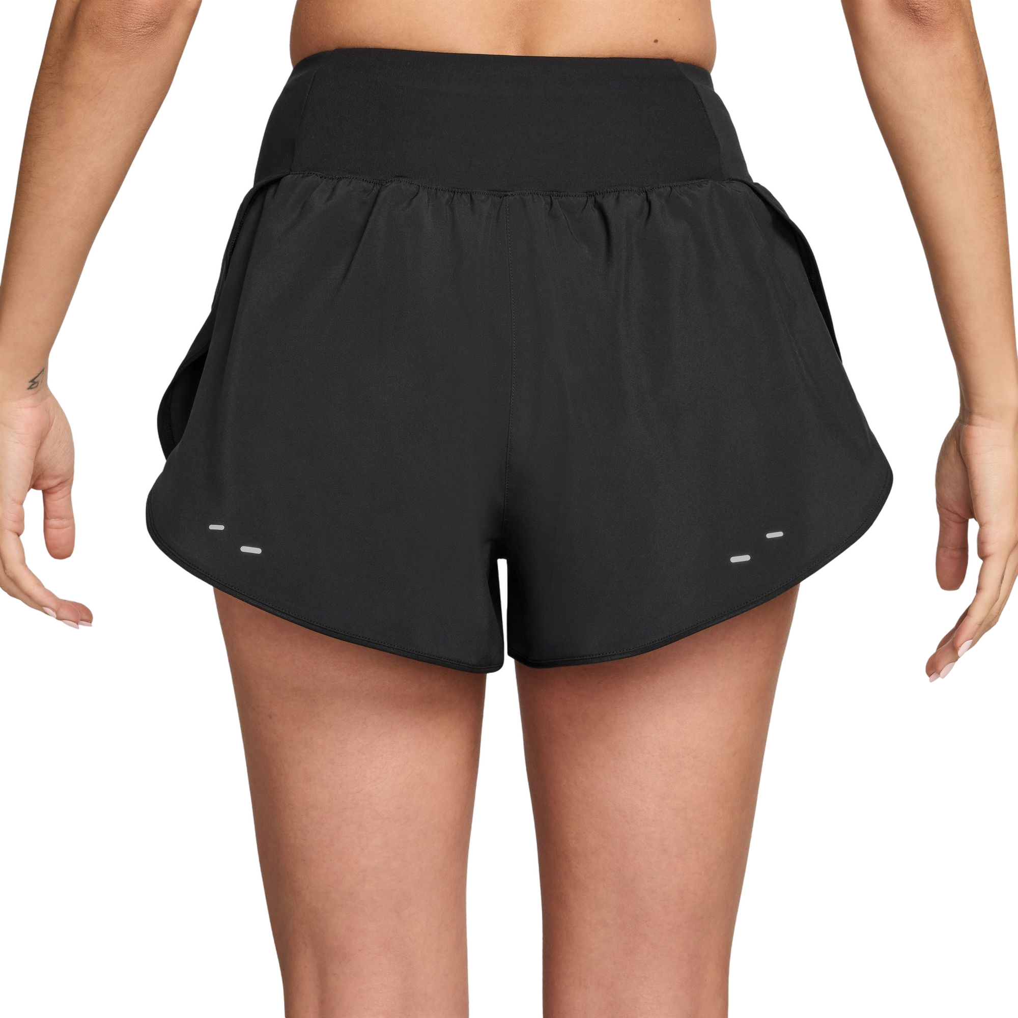 Nike Women's Tempo Swoosh Dri-FIT Mid-Rise Running Shorts - BLACK Thumbnail View 2