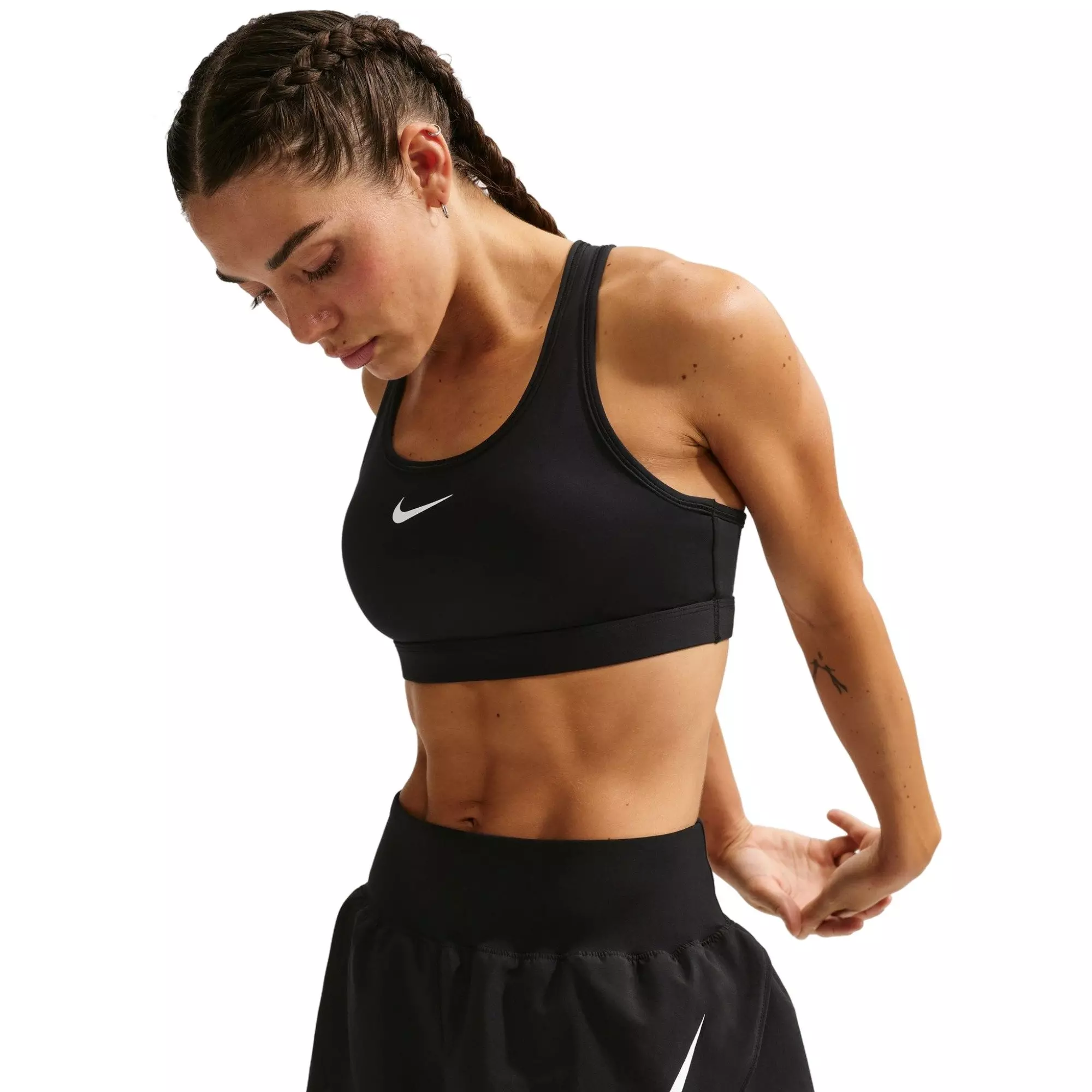 Nike Women's Tempo Swoosh Dri-FIT Mid-Rise Running Shorts - Black - BLACK