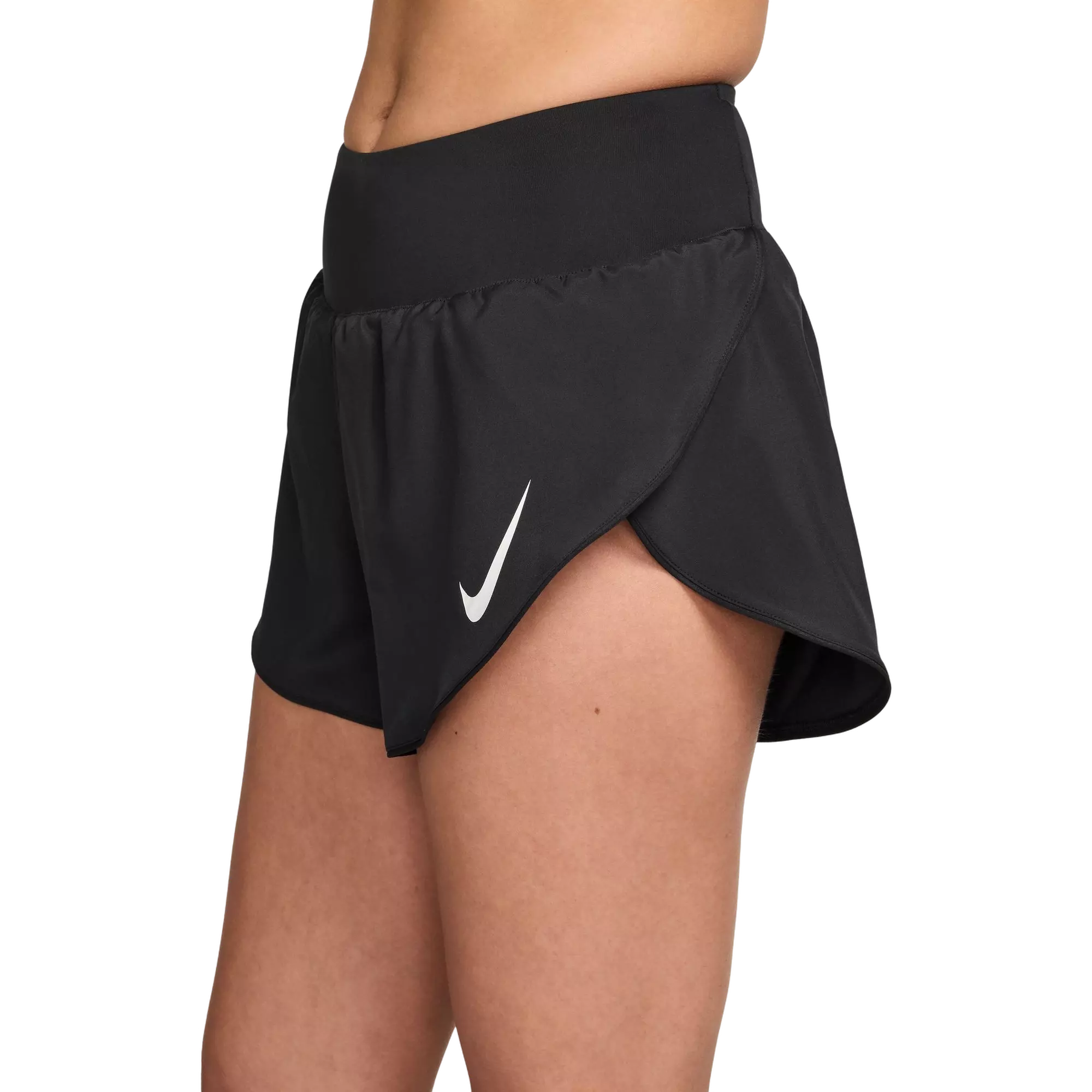 Nike Women's Tempo Swoosh Dri-FIT Mid-Rise Running Shorts - BLACK