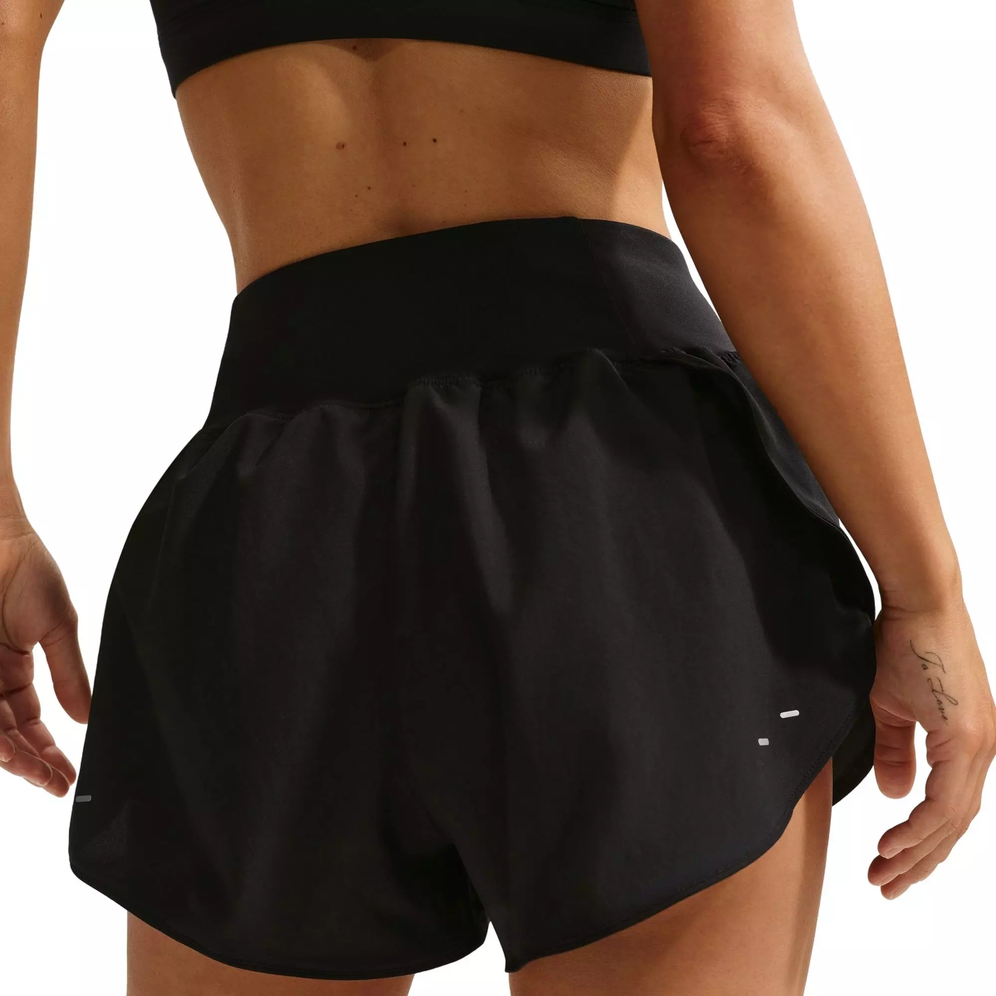 Nike Women's Tempo Swoosh Dri-FIT Mid-Rise Running Shorts - Black - BLACK