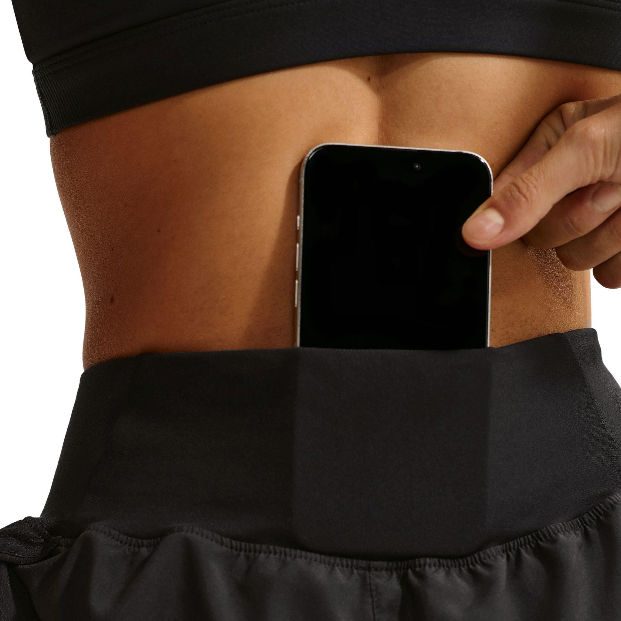 Nike Women's Tempo Swoosh Dri-FIT Mid-Rise Running Shorts - BLACK Thumbnail View 6