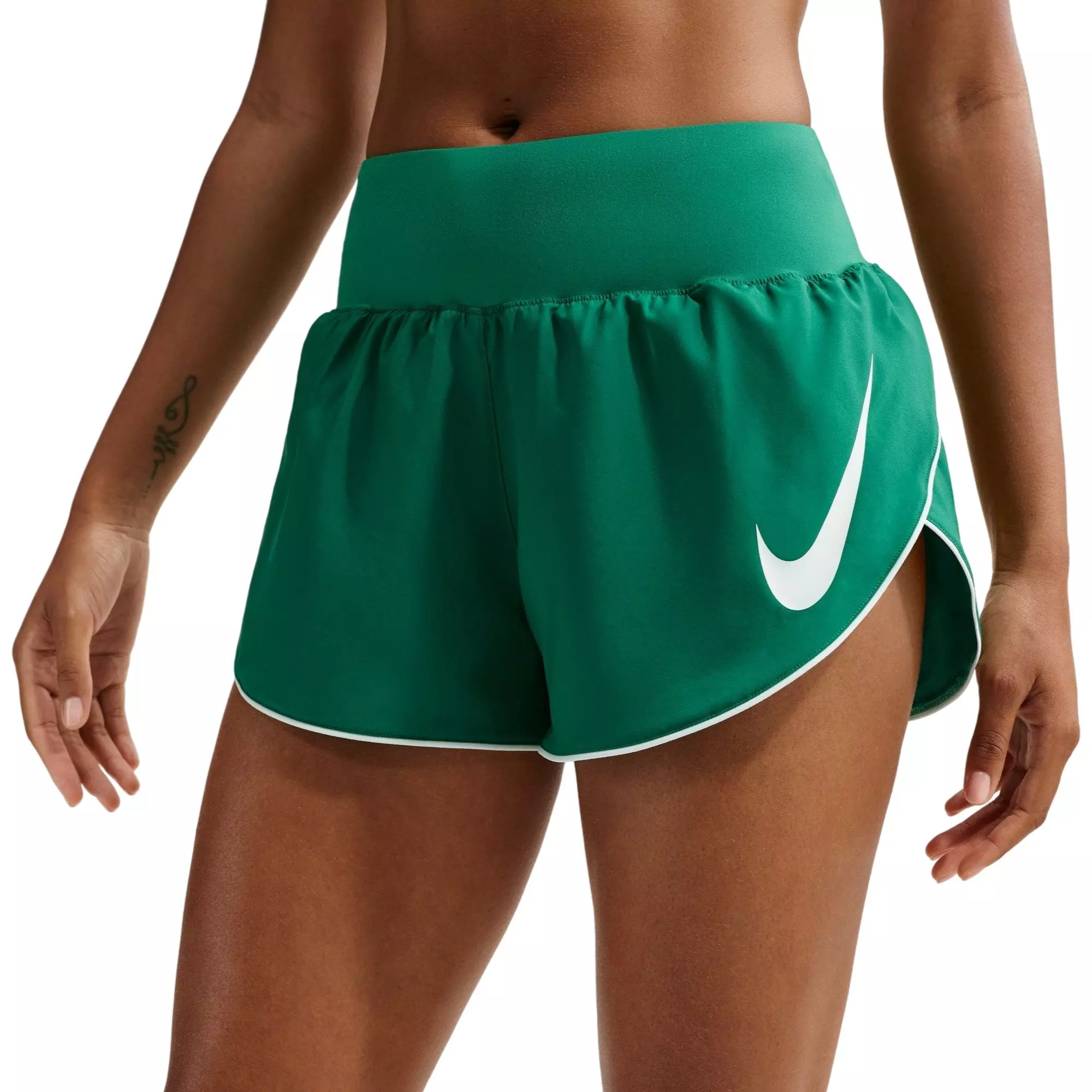 Nike Women's Tempo Swoosh Dri-FIT Mid-Rise Running Shorts - Green - GREEN