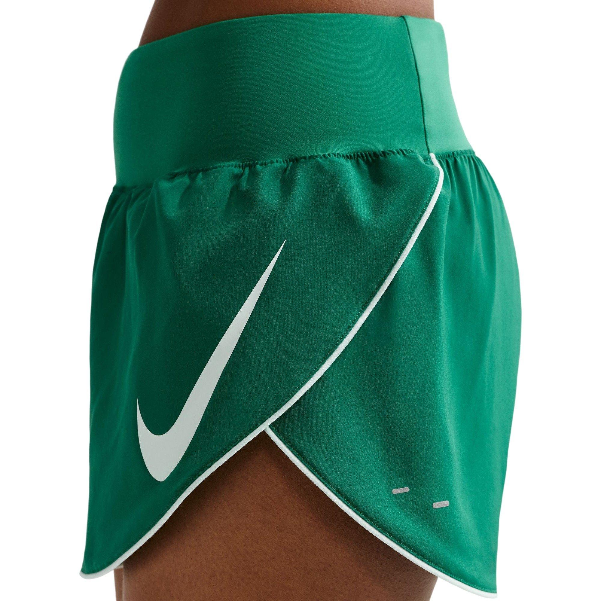 Nike Women's Tempo Swoosh Dri-FIT Mid-Rise Running Shorts - Green - GREEN Thumbnail View 4