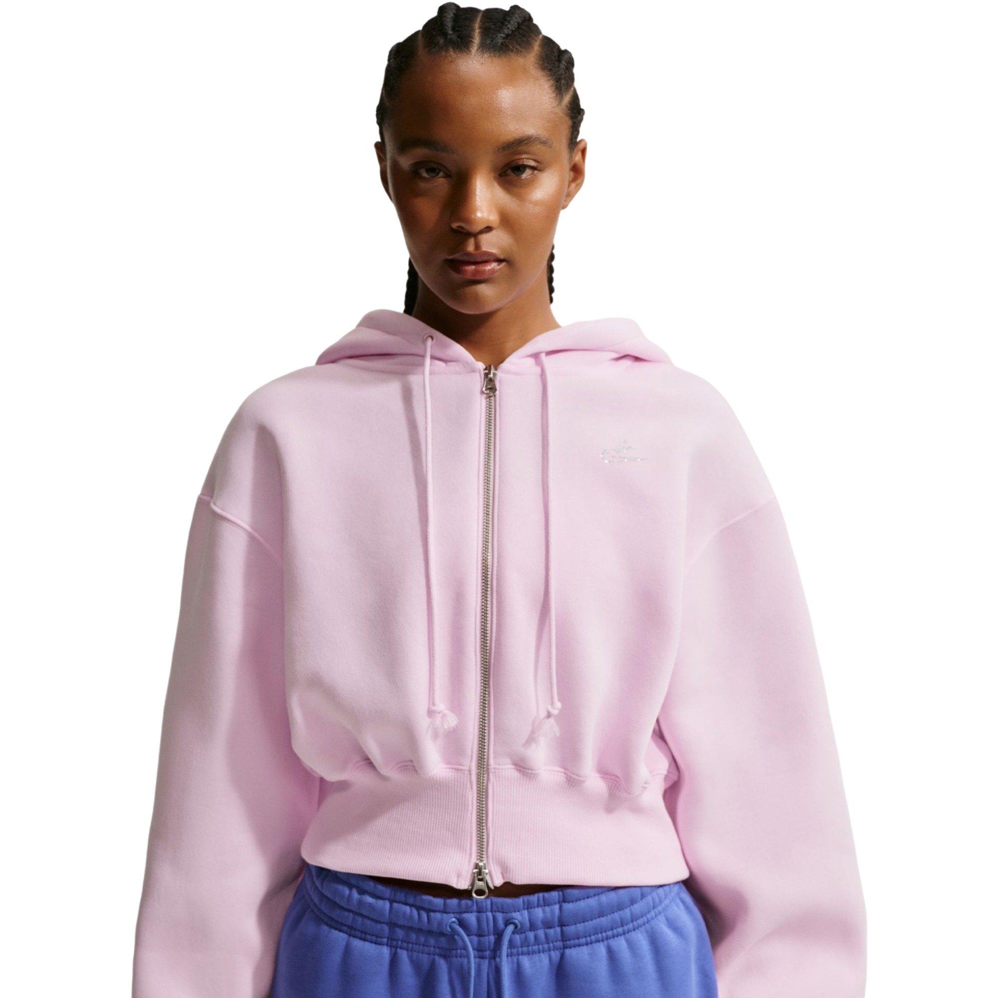 Nike Women's Sportswear Phoenix Fleece Loose Cropped Full-Zip Jacket - PINK Thumbnail View 3