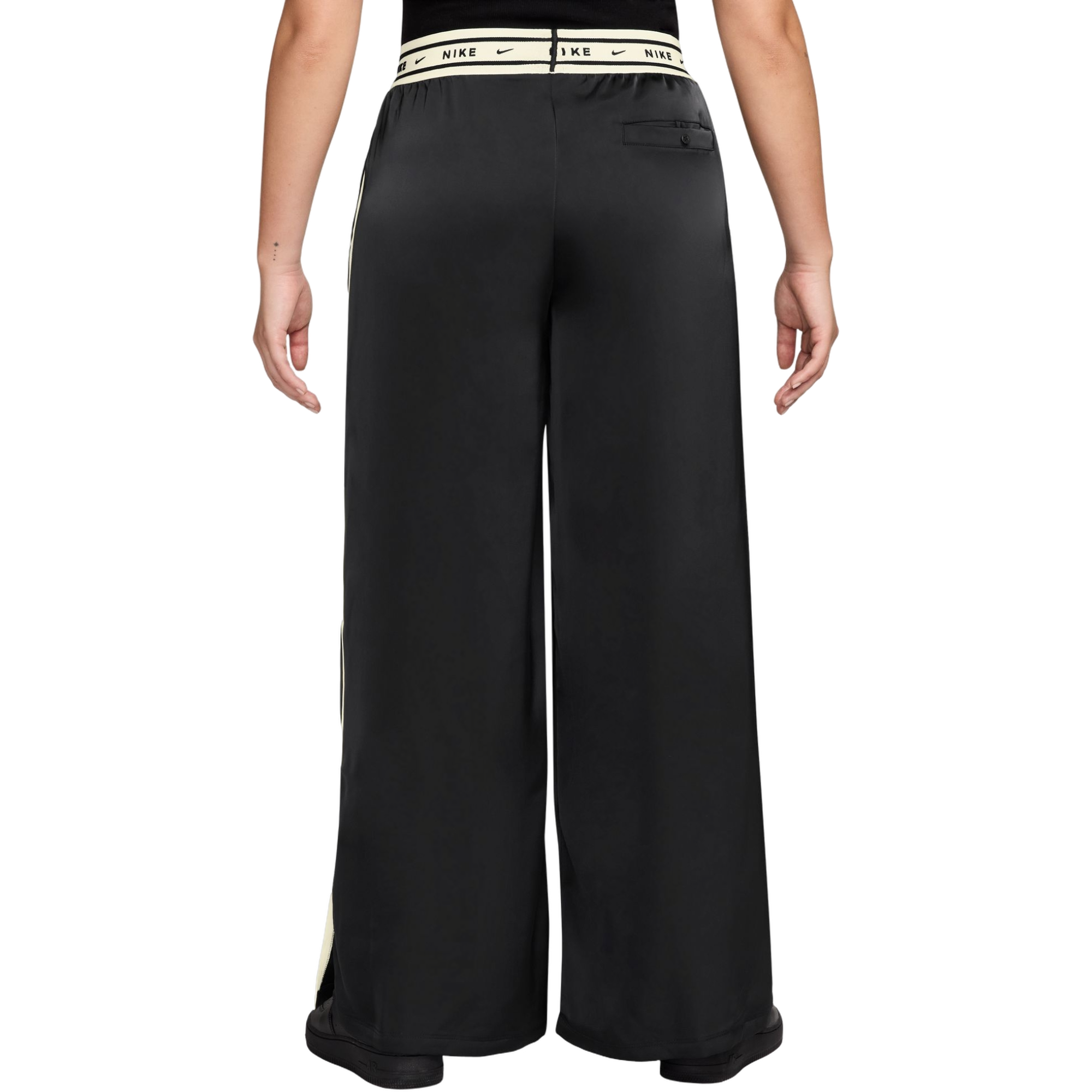 Nike Women's Sportswear Loose Mid-Rise Satin Pants - BLACK Thumbnail View 2