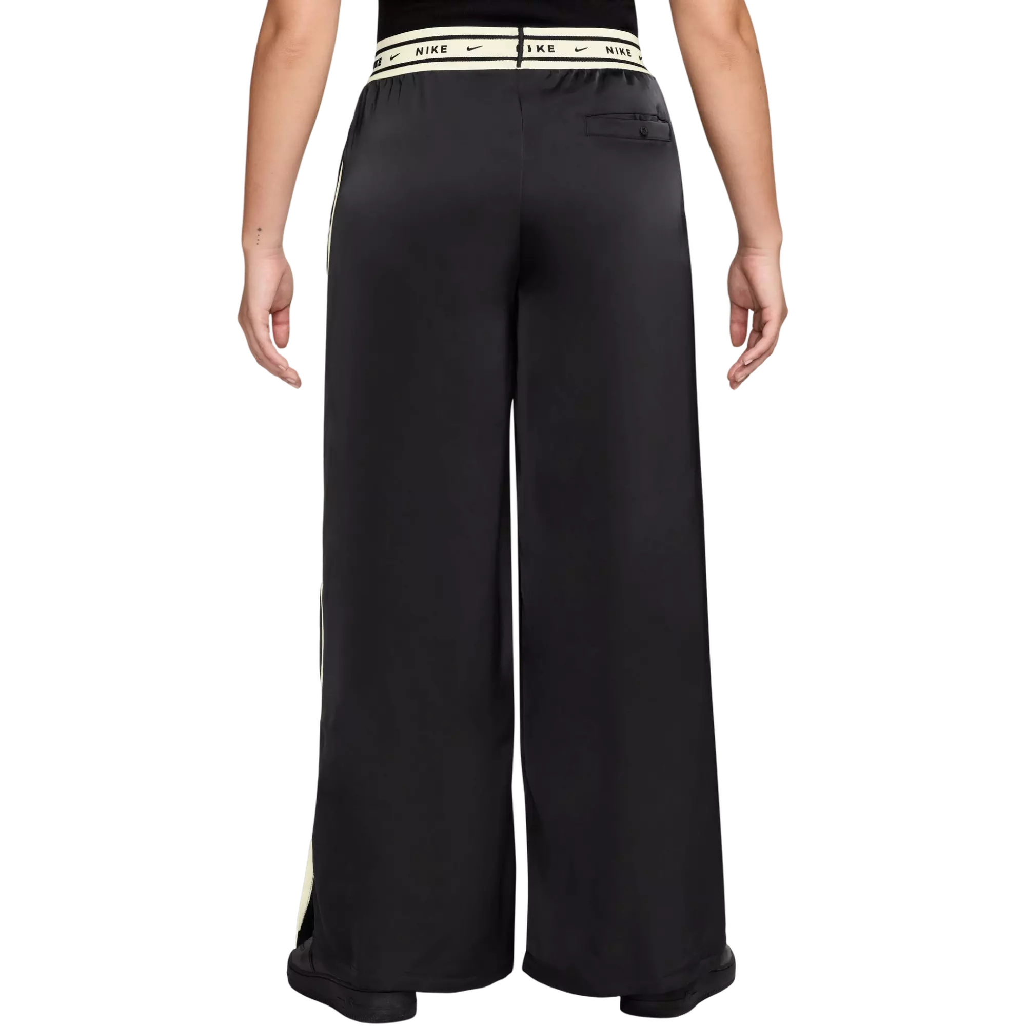 Nike Women's Sportswear Loose Mid-Rise Satin Pants - BLACK