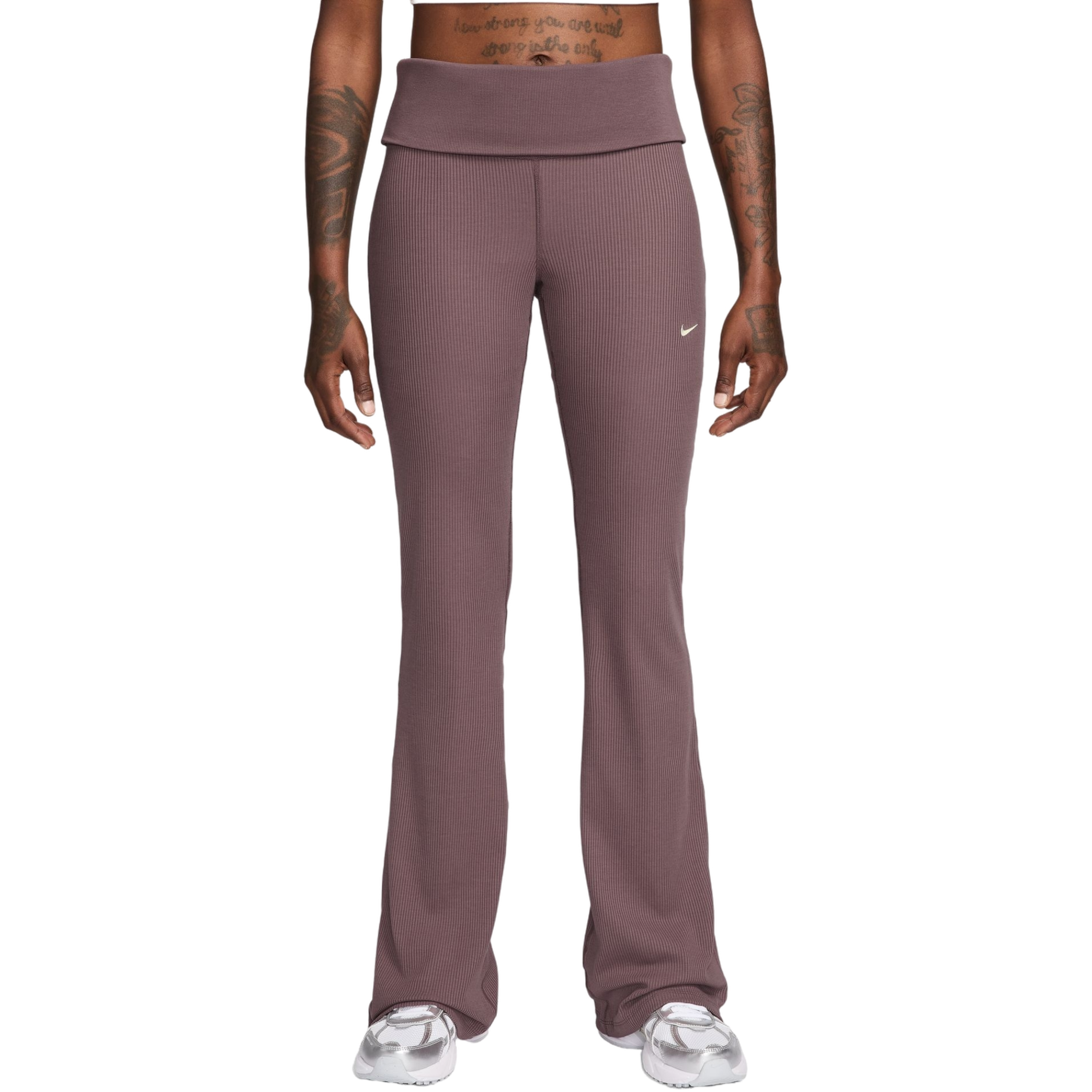 Nike Women's Sportswear Chill Knit Tight Mini-Rib Pants - BROWN Thumbnail View 1