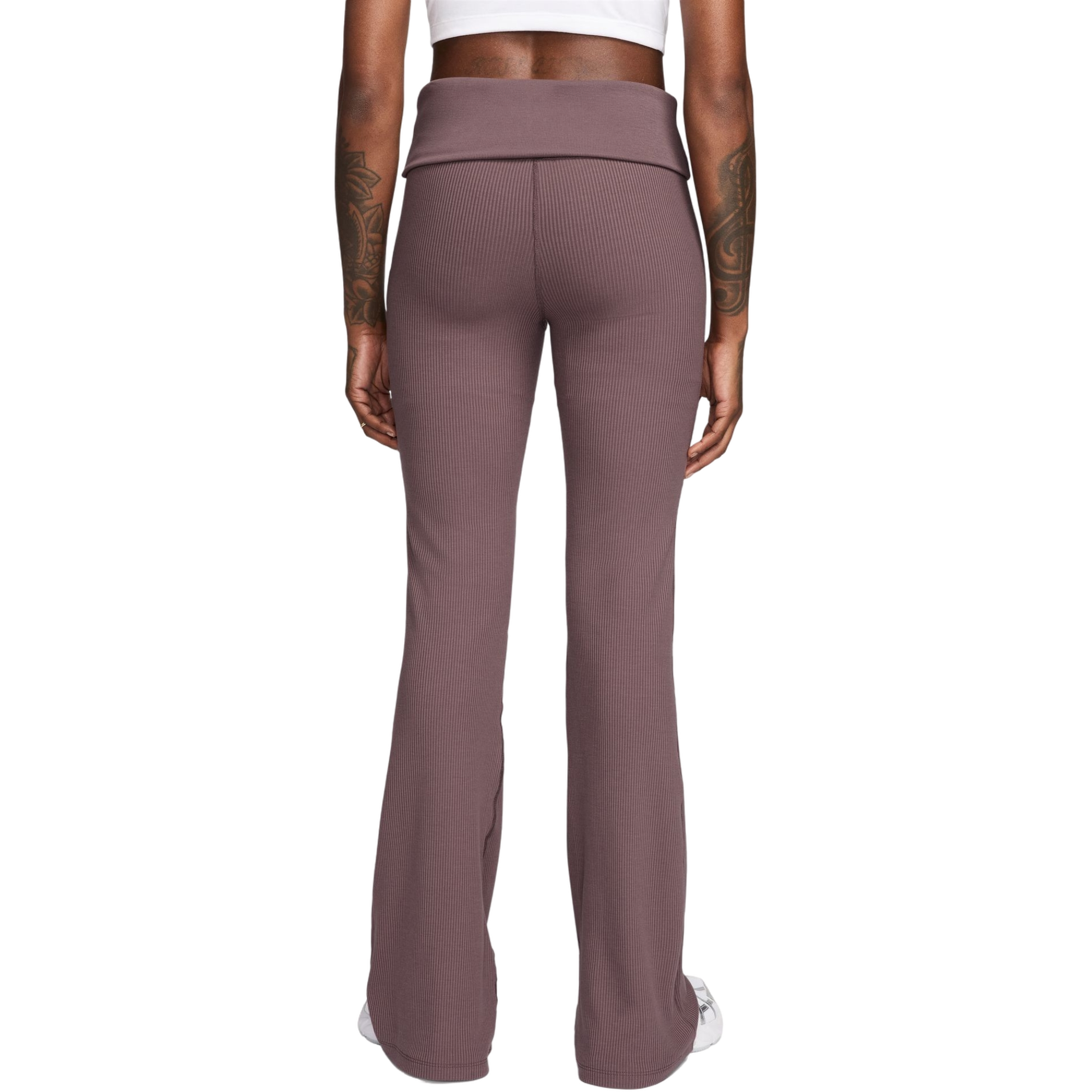 Nike Women's Sportswear Chill Knit Tight Mini-Rib Pants - BROWN Thumbnail View 2