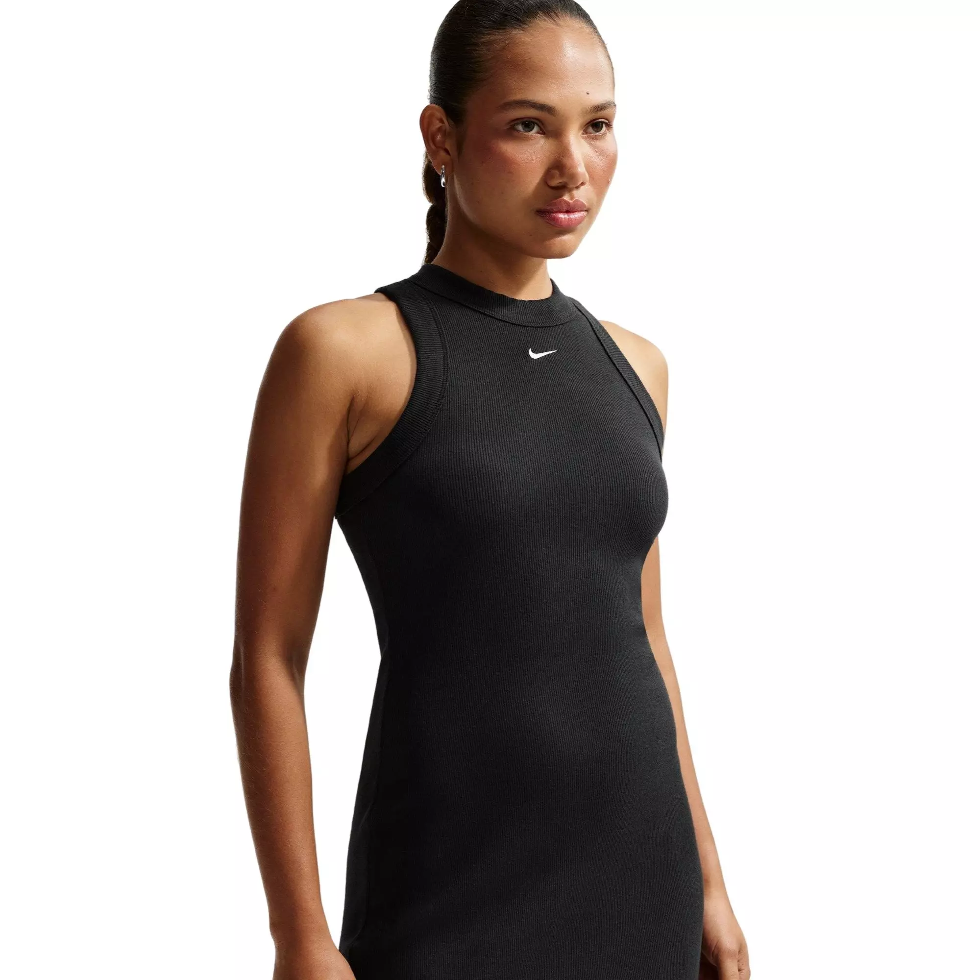 Nike Women's Sportswear Chill Knit Tight Ribbed Tank Dress - BLACK