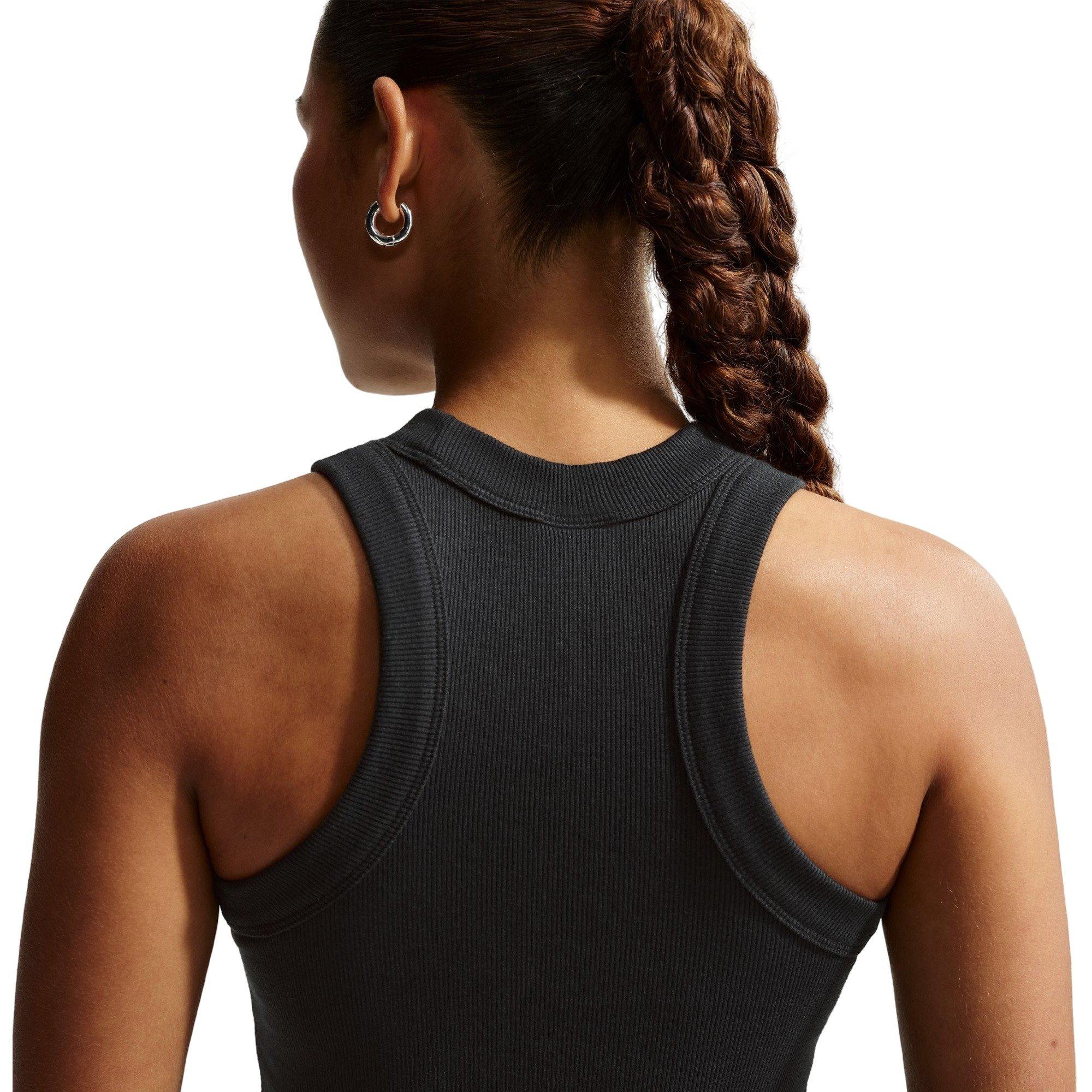 Nike Women's Sportswear Chill Knit Tight Ribbed Tank Dress - BLACK Thumbnail View 4