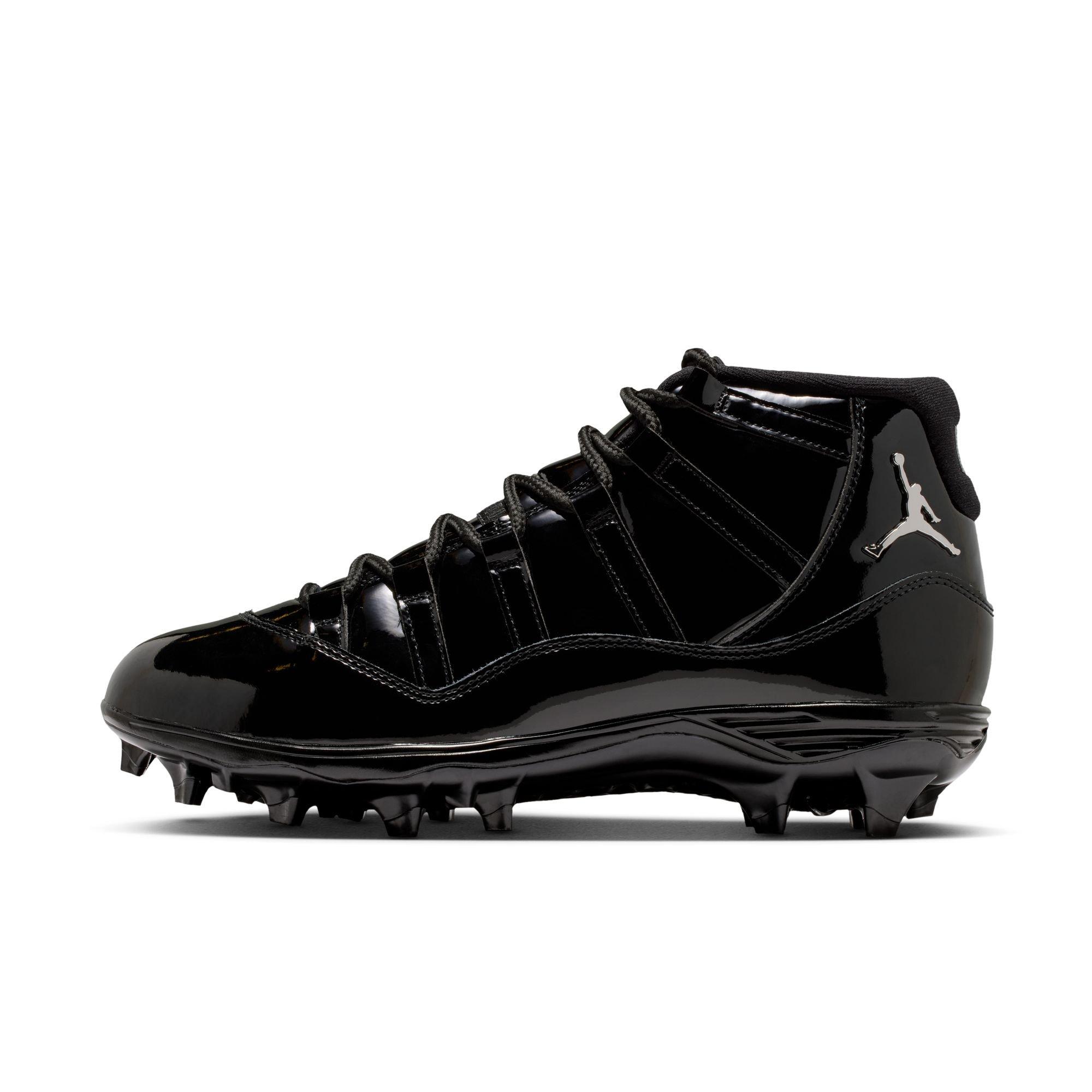 Jordan 11 Mid TD "Metallic Silver" Men's Football Cleat - BLACK Thumbnail View 8