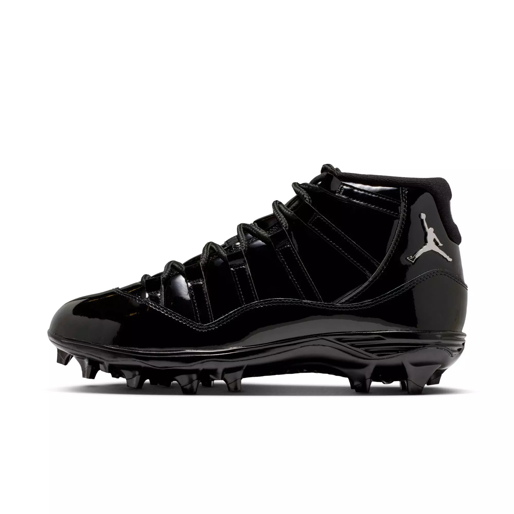 Jordan 11 Mid TD "Metallic Silver" Men's Football Cleat - BLACK