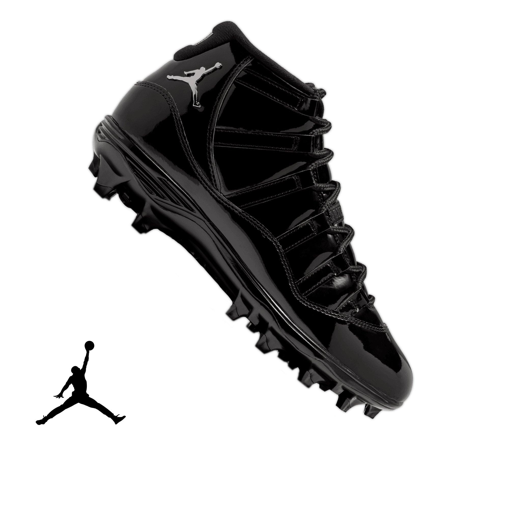 Jordan 11 Mid TD "Metallic Silver" Men's Football Cleat - BLACK Thumbnail View 1