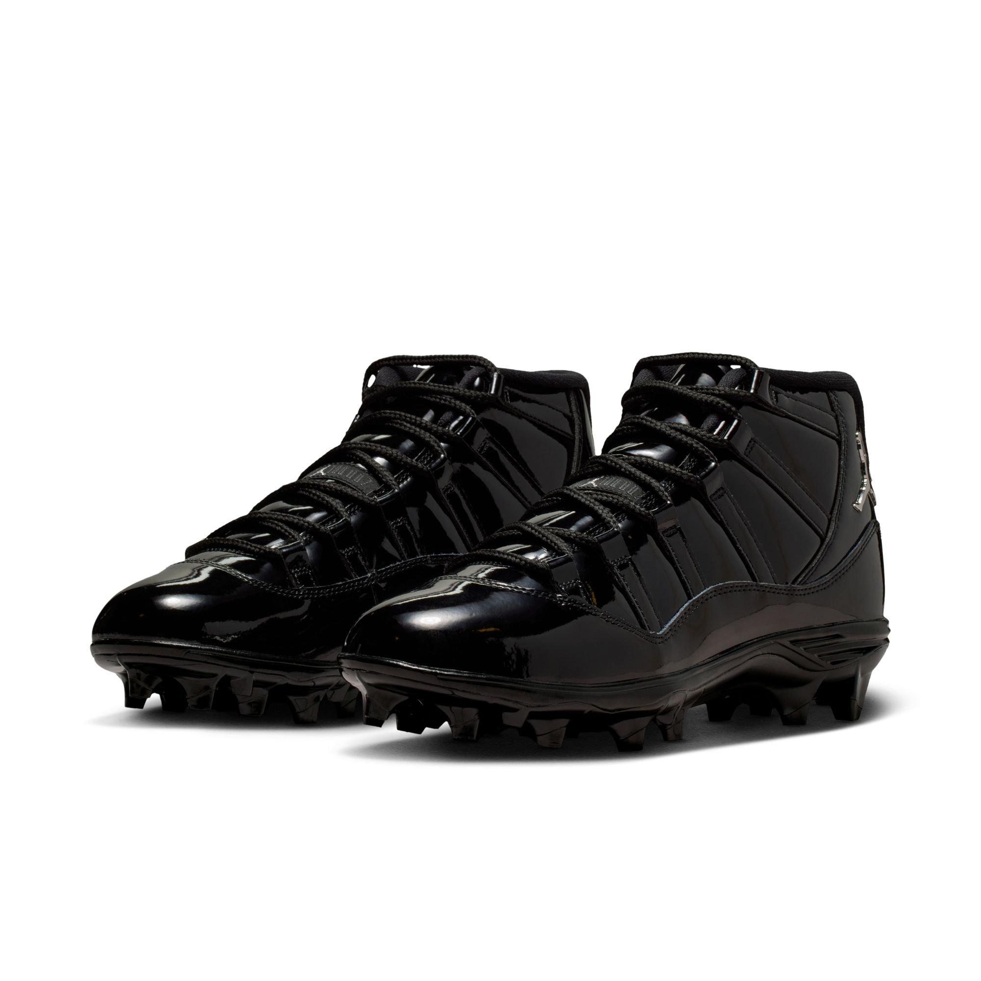 Jordan 11 Mid TD "Metallic Silver" Men's Football Cleat - BLACK Thumbnail View 4