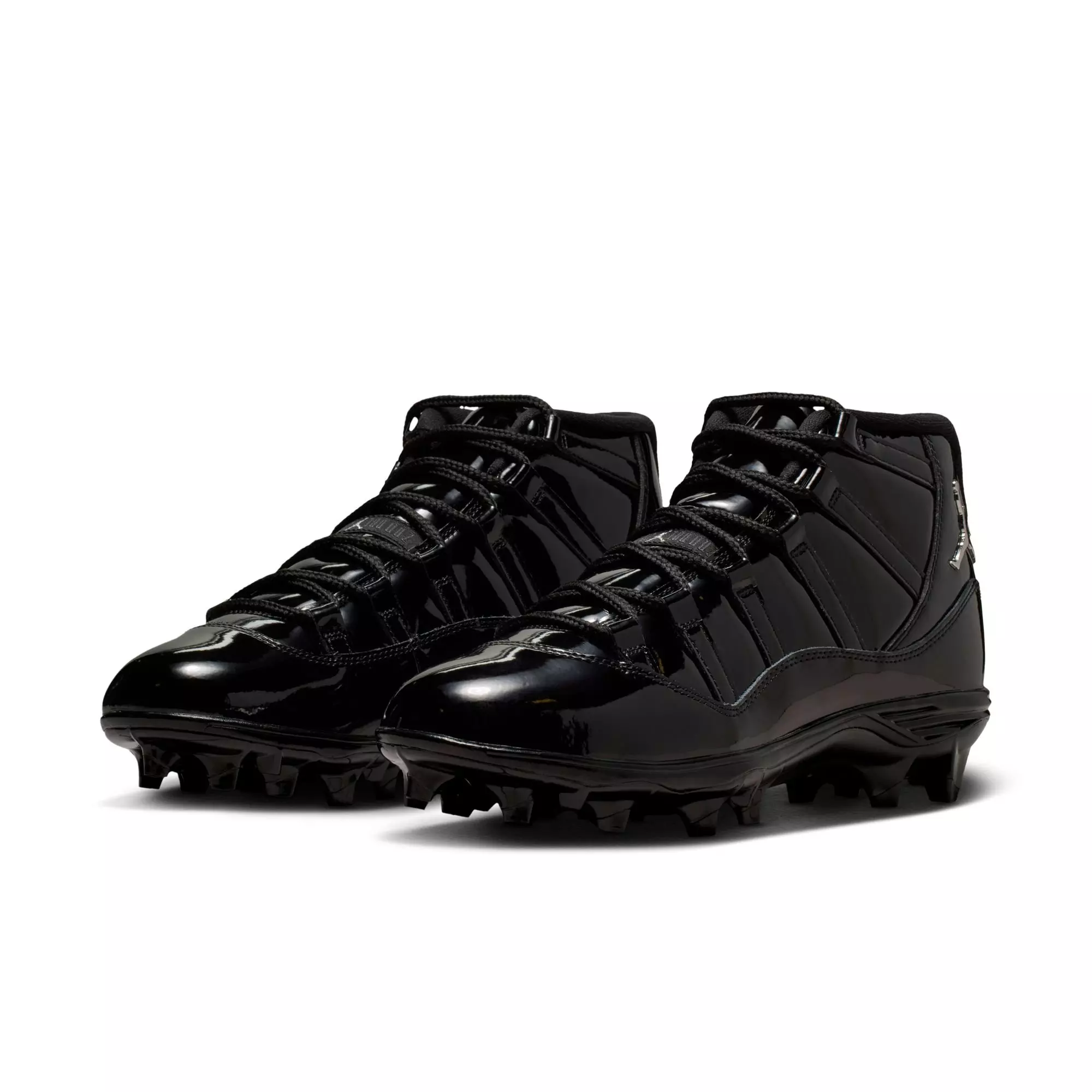 Jordan 11 Mid TD "Metallic Silver" Men's Football Cleat - BLACK