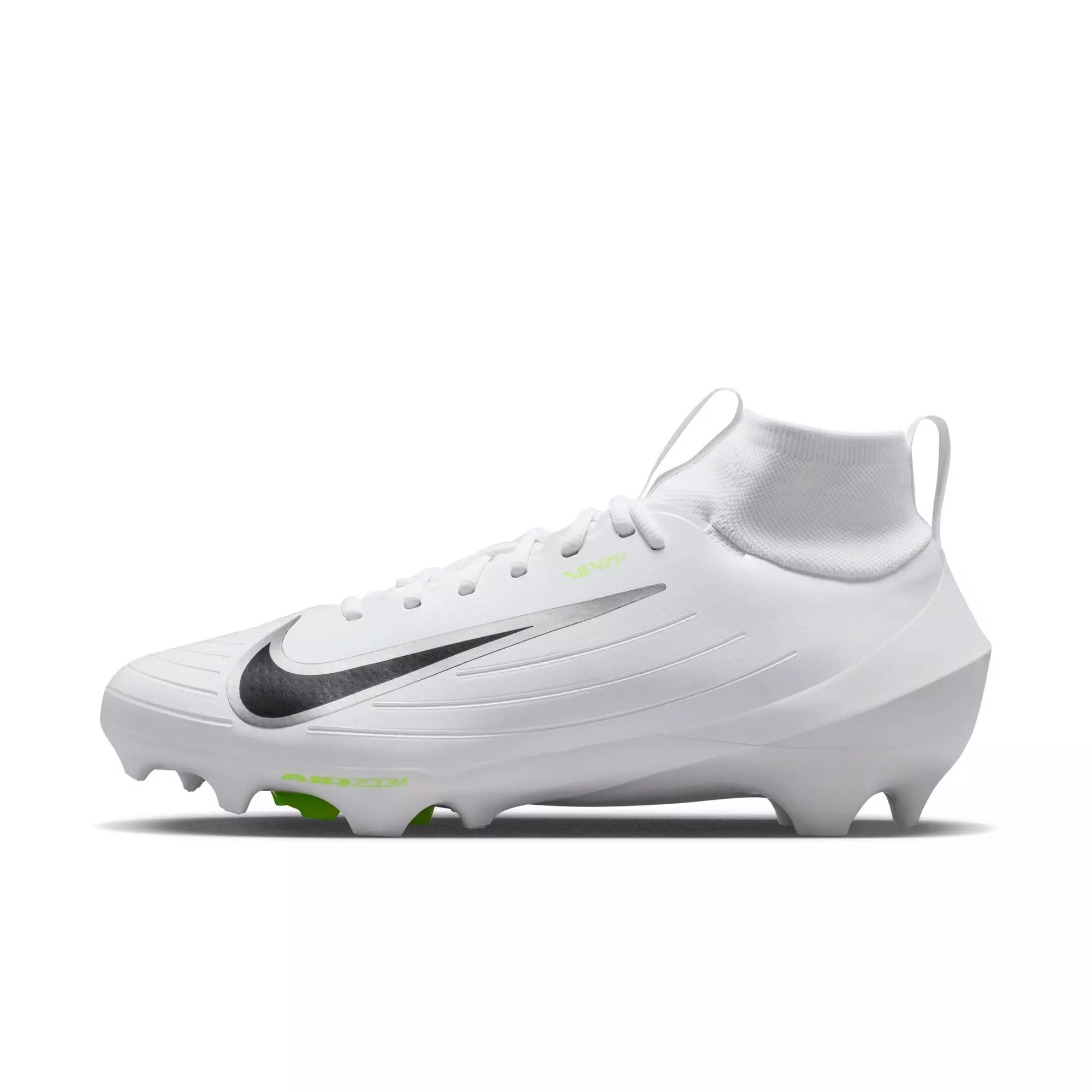 Nike Vapor Pro 1 "White/Metallic Silver/Volt Ice" Men's Football Cleat - WHITE/SILVER