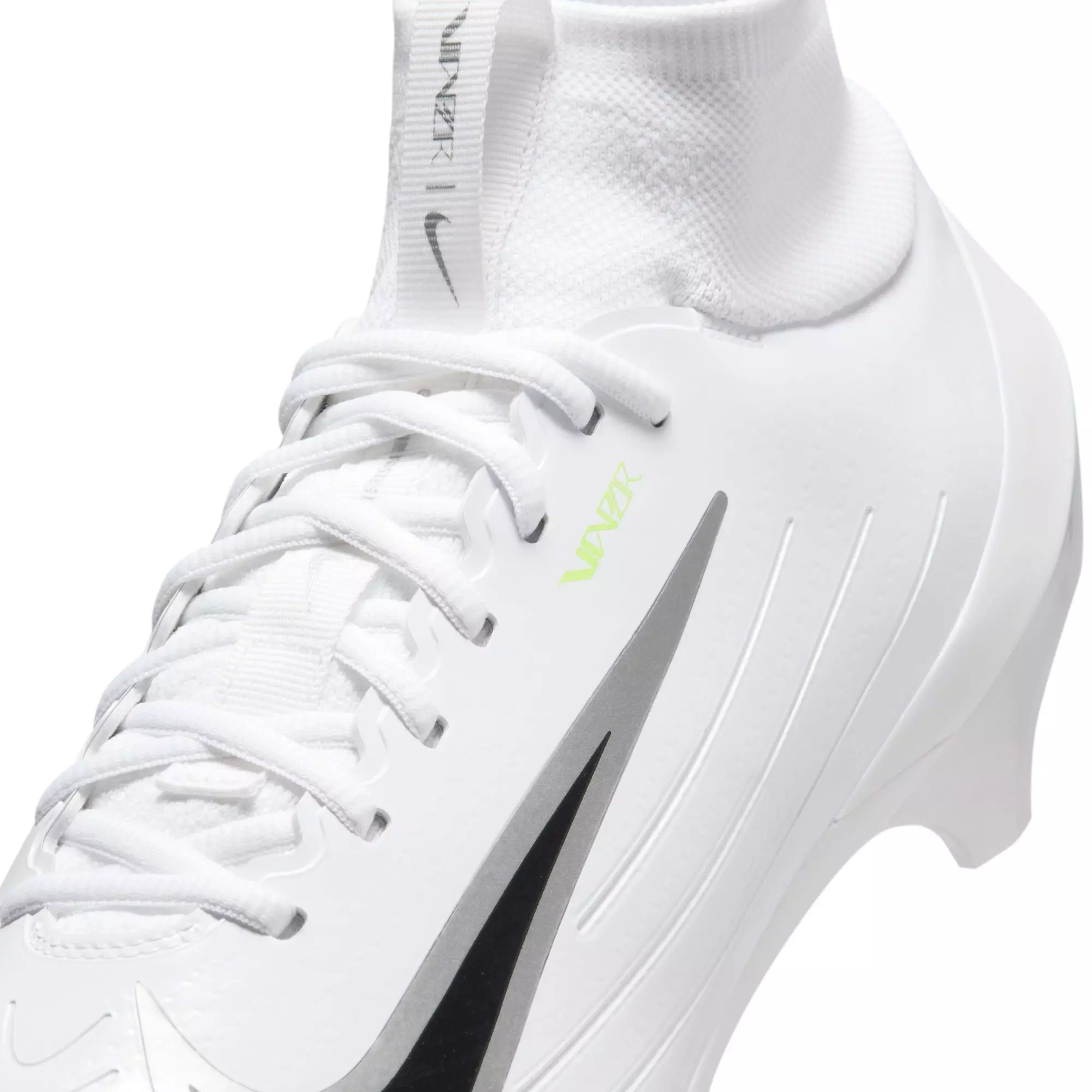 Nike Vapor Pro 1 "White/Metallic Silver/Volt Ice" Men's Football Cleat - WHITE/SILVER