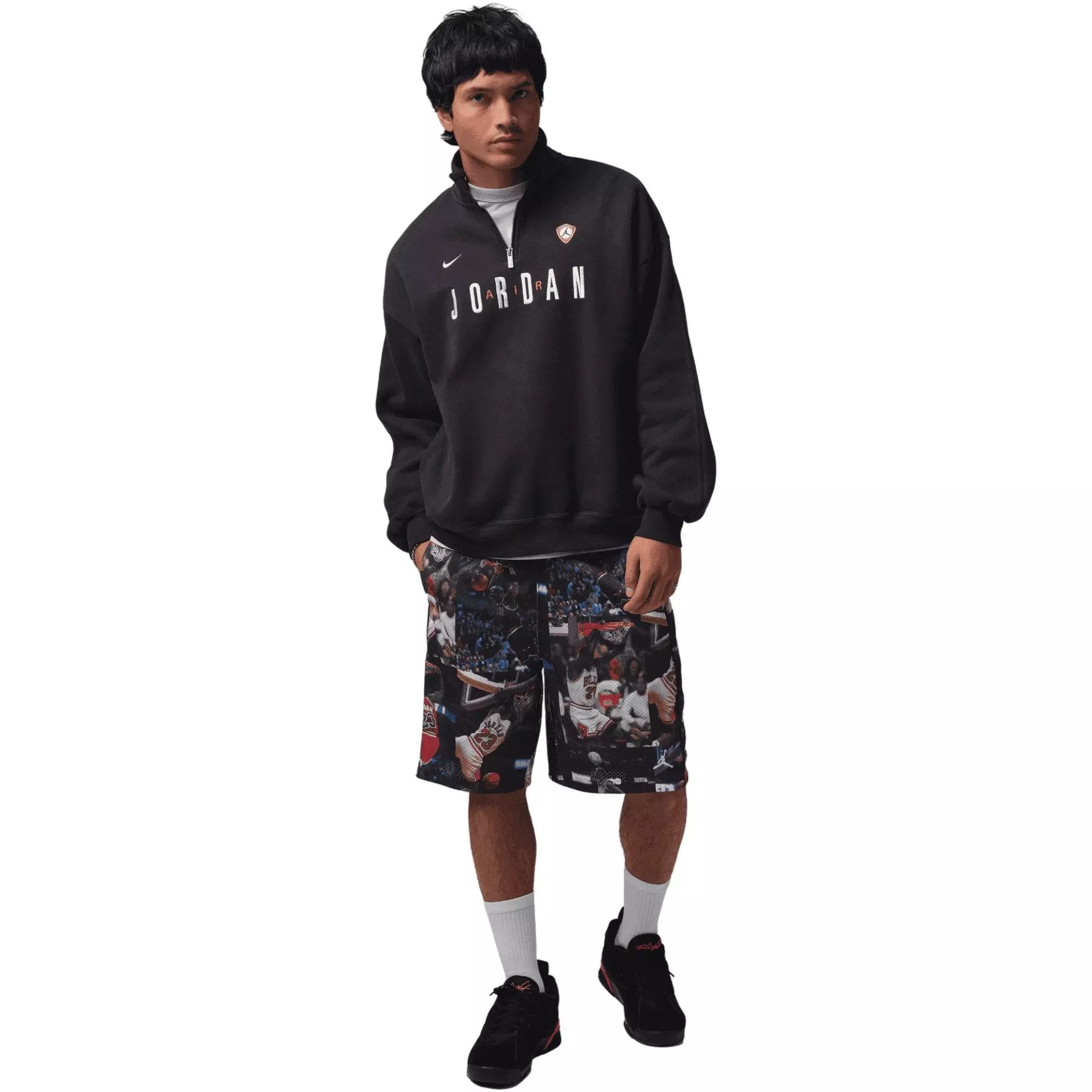 Jordan Men's Flight Printed Cat Scratch Shorts - BLACK