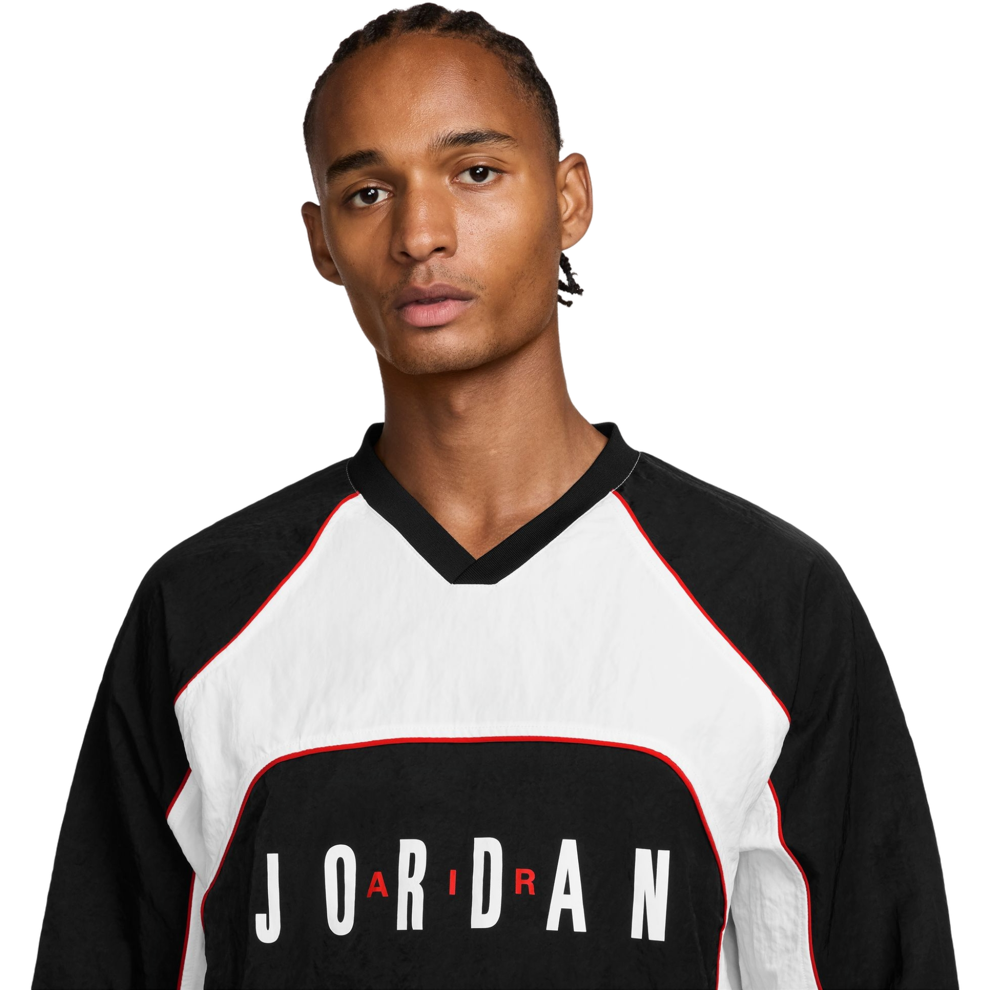 Jordan Men's Flight Long-Sleeve Warm-Up Top - BLACK/WHITE Thumbnail View 3
