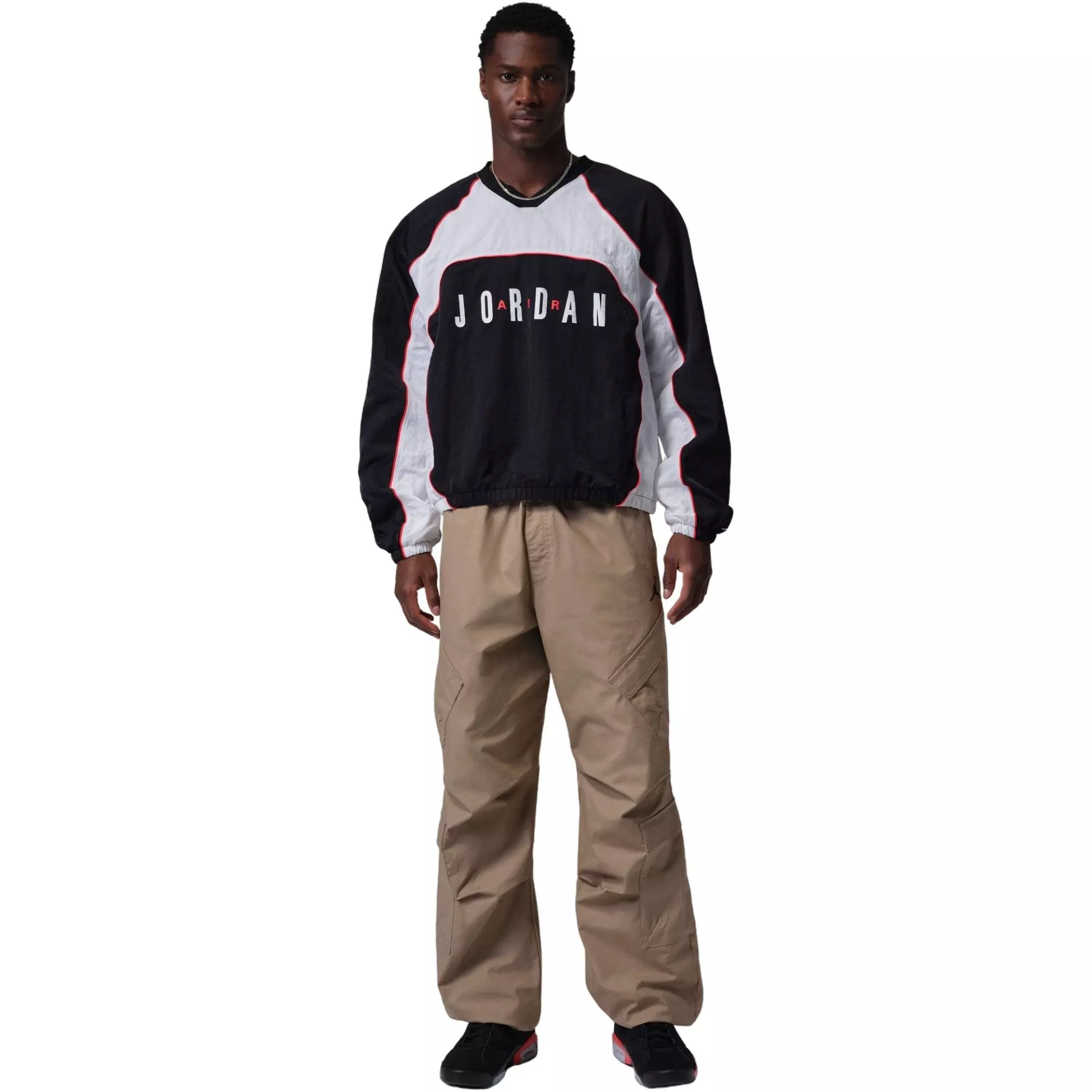 Jordan Men's Flight Long-Sleeve Warm-Up Top - BLACK/WHITE
