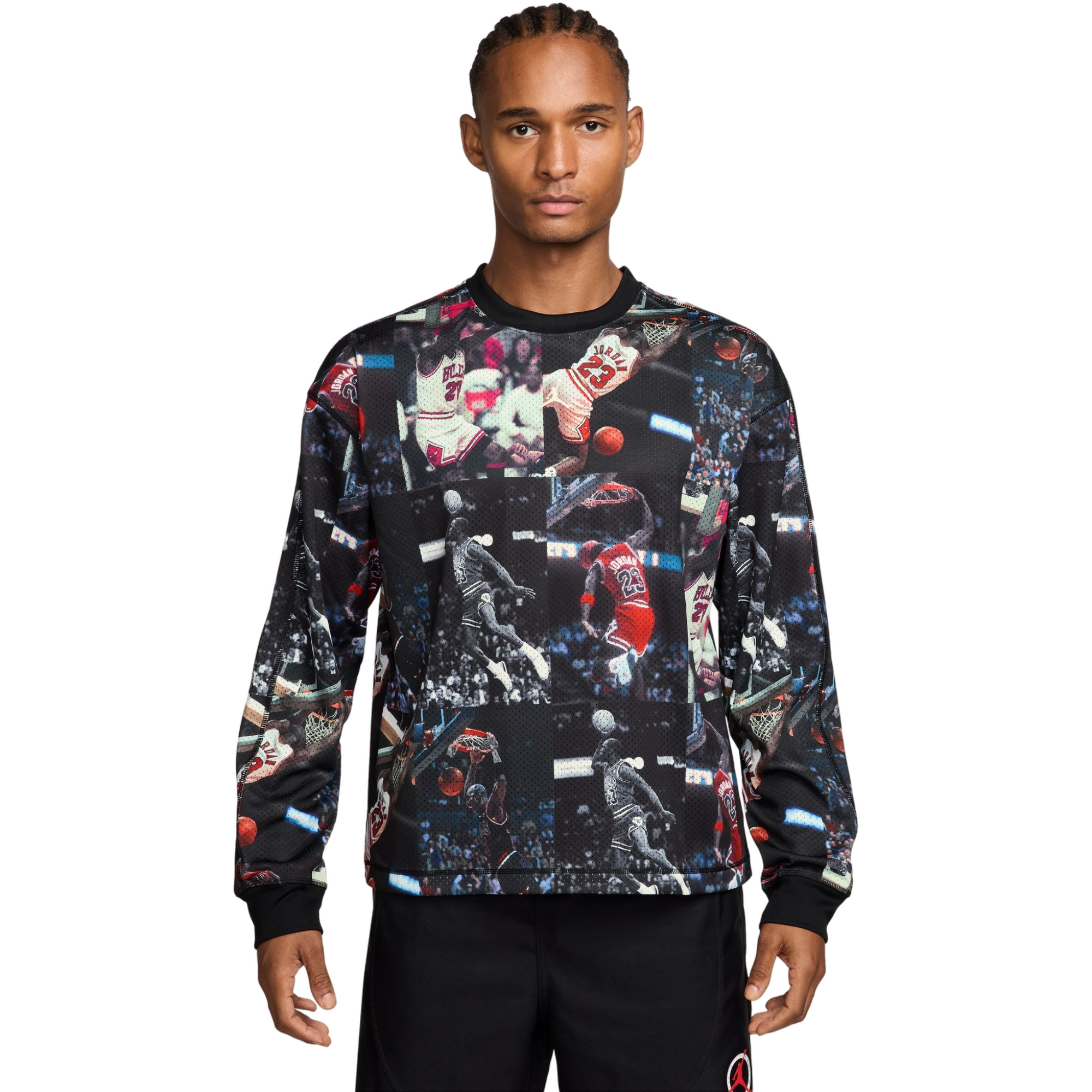 Jordan Men's Flight Printed Long-Sleeve Jersey - BLACK Thumbnail View 1