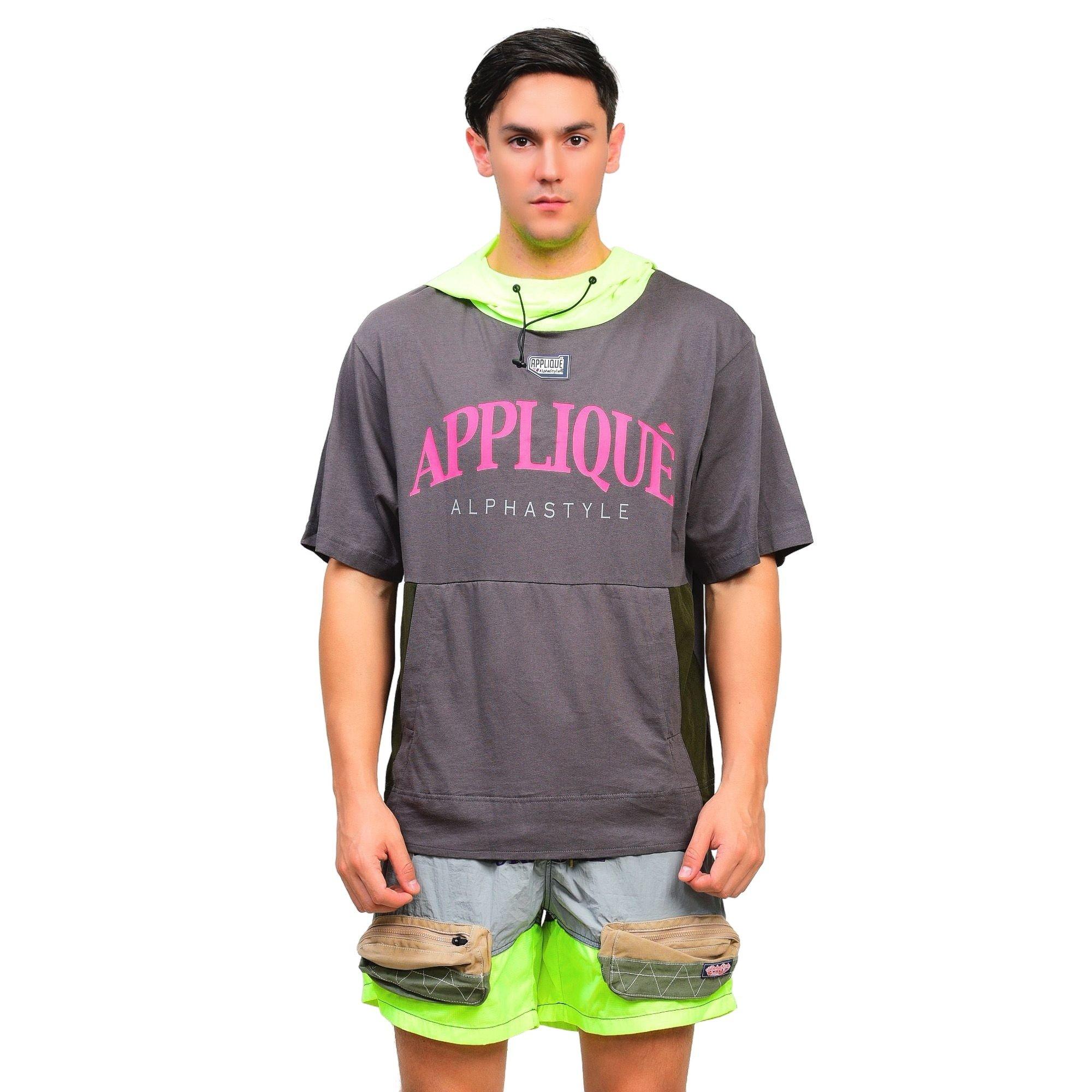 Alpha Style Men's Chris Hooded Tee - Dark Grey - DARK GREY Thumbnail View 1