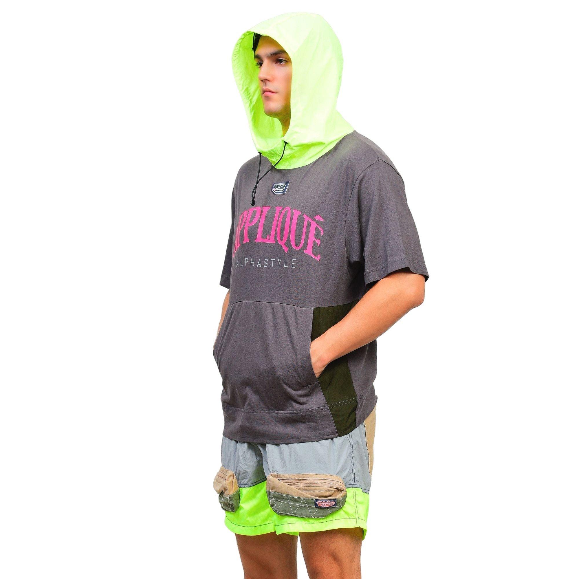 Alpha Style Men's Chris Hooded Tee - Dark Grey - DARK GREY Thumbnail View 3