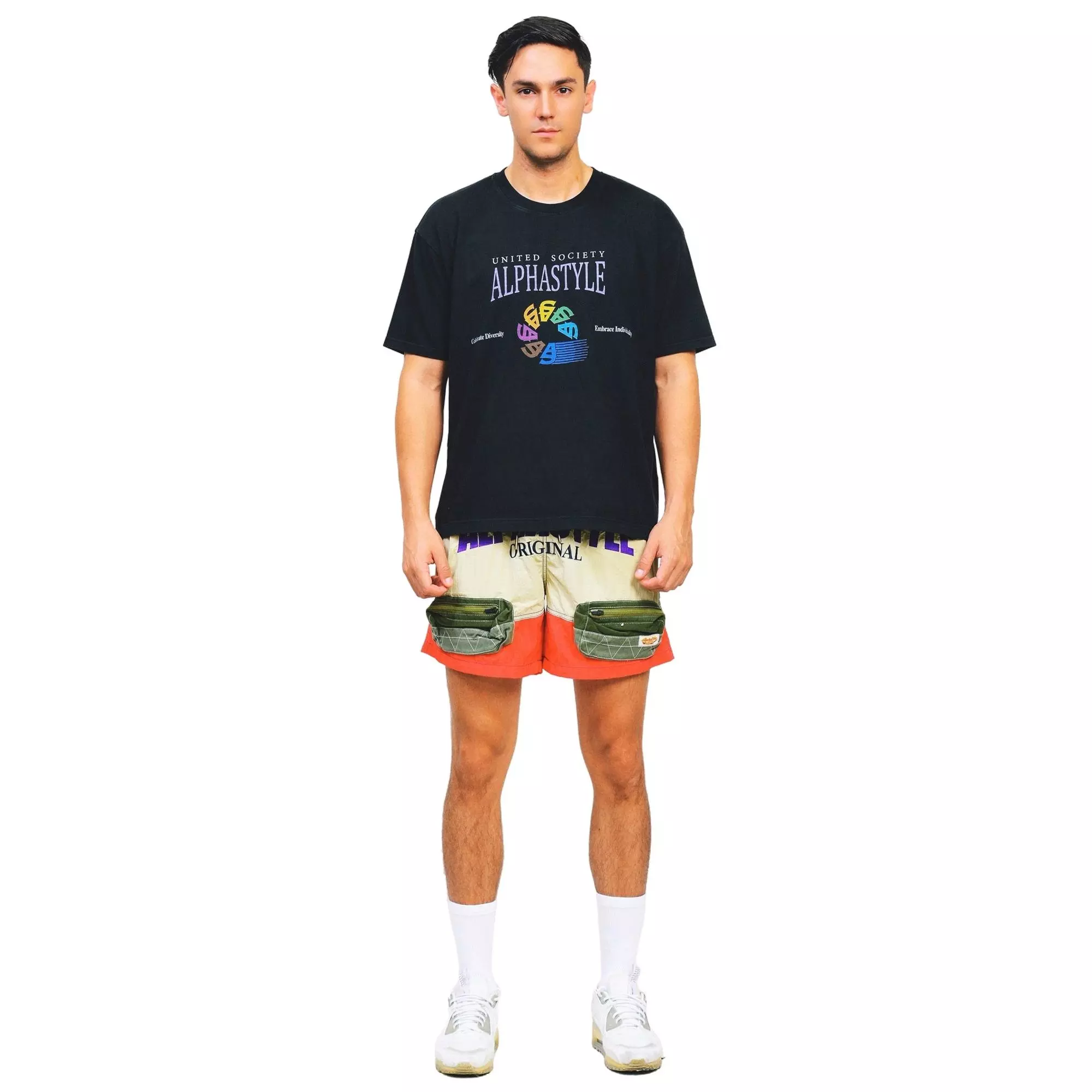 Alpha Style Men's Slade Multi Pocket Shorts - Khaki - KHAKI